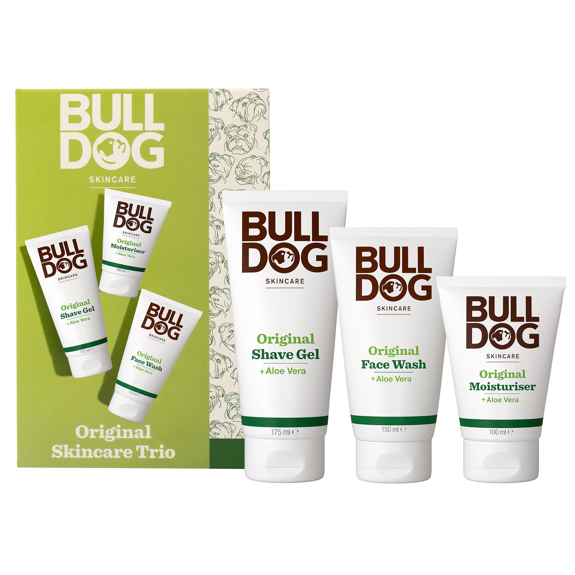 Bulldog Men's Original Skincare Gift Set: Face Wash, Shave Gel & Moisturiser Trio