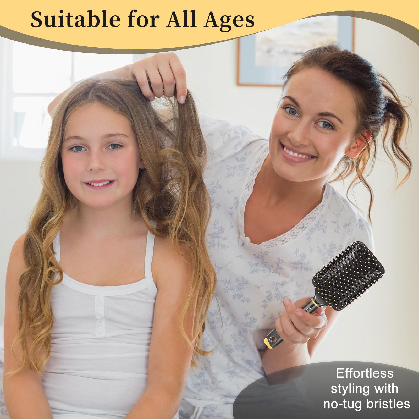 SHINLEA Detangler Hair Brush Set with Paddle Cushion Brush and Tail Comb 7