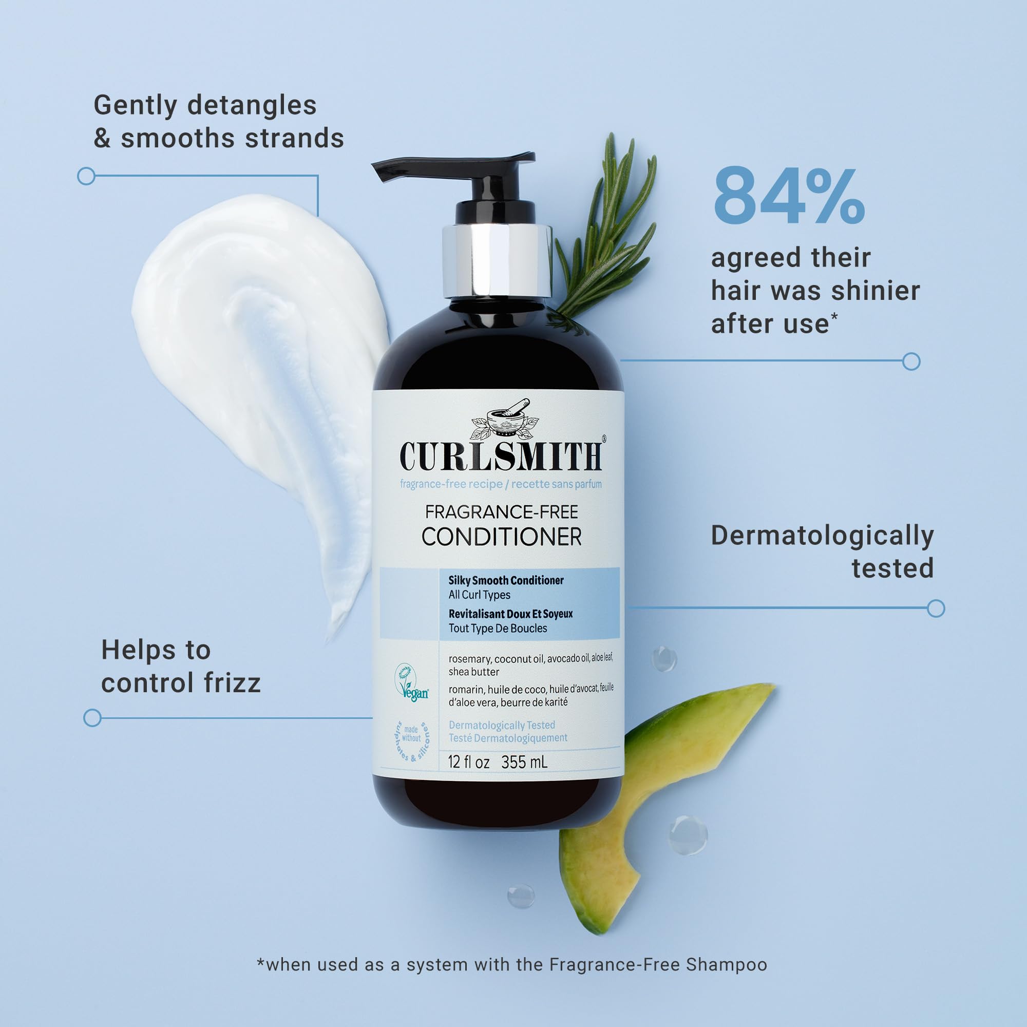 CURLSMITH Fragrance-Free Conditioner for Curly & Wavy Hair – Moisturising & Detangling