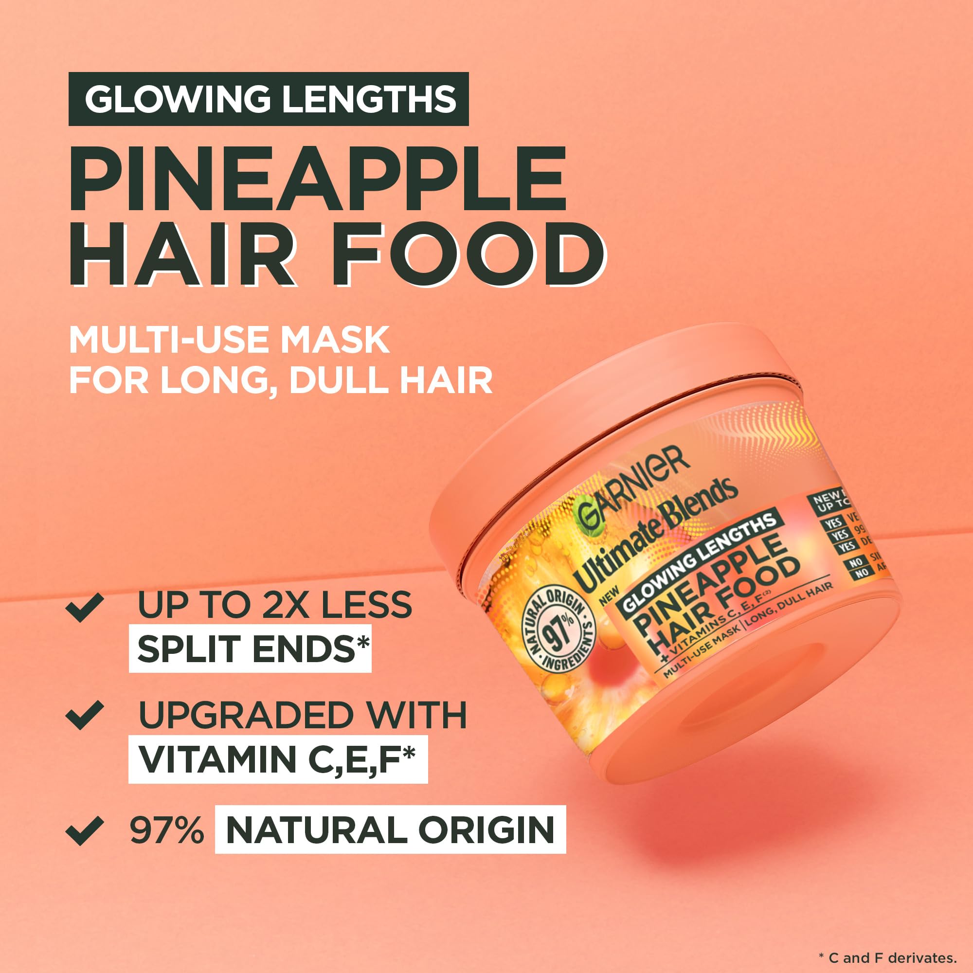 Garnier Ultimate Blends Glowing Lengths Pineapple & Amla 3-in-1 Hair Food Mask Treatment 400ml 3