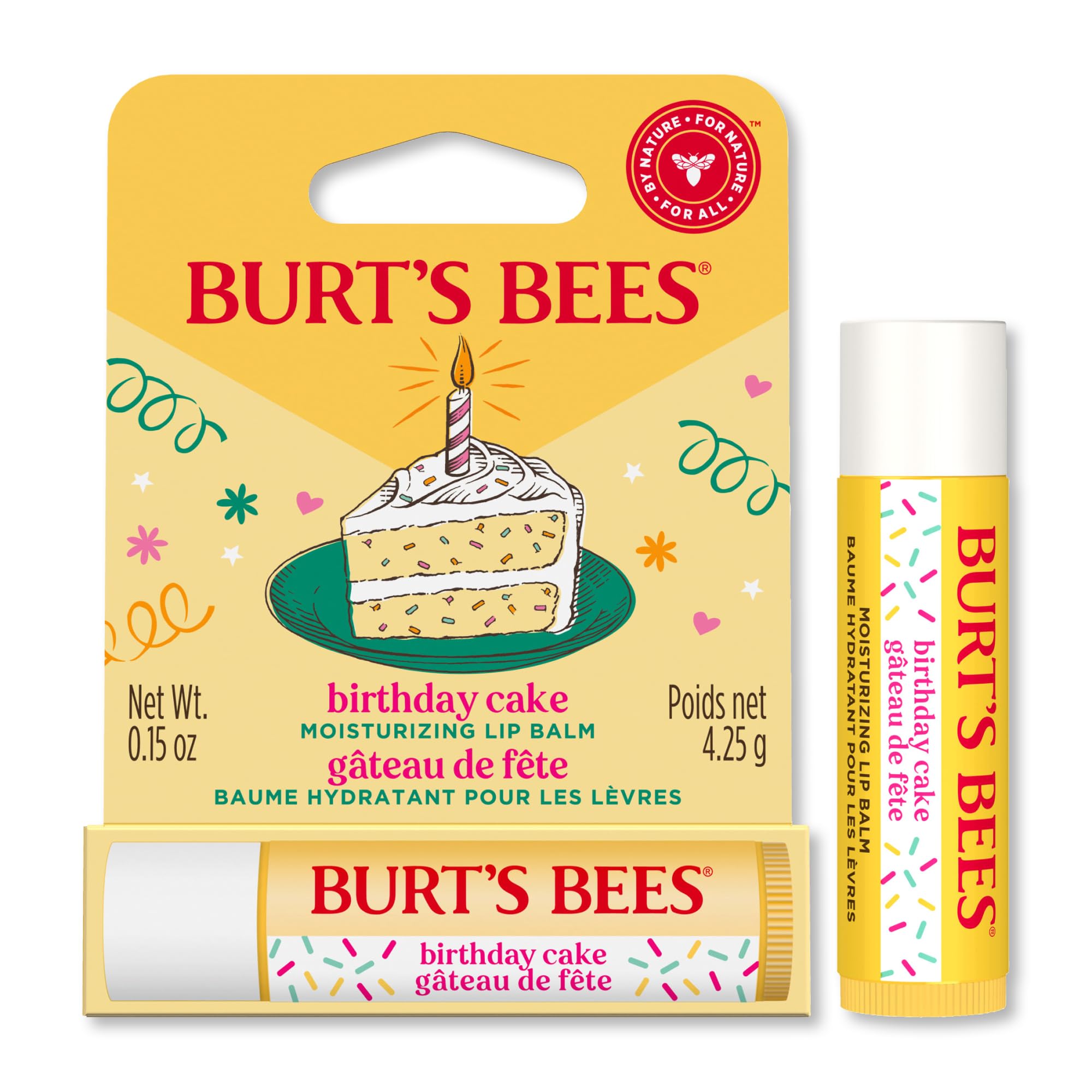 Burt's Bees Lippenbalsam Geburtstagskuchen, Feuchtigkeitsspendender Lippenbalsam mit Bienenwachs und