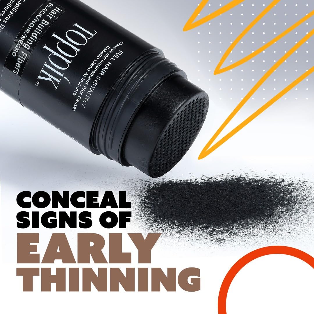 Toppik Haarverdichtungsfasern Pulver, Schwarz, 27,5 g Flasche – für ein volleres Aussehen