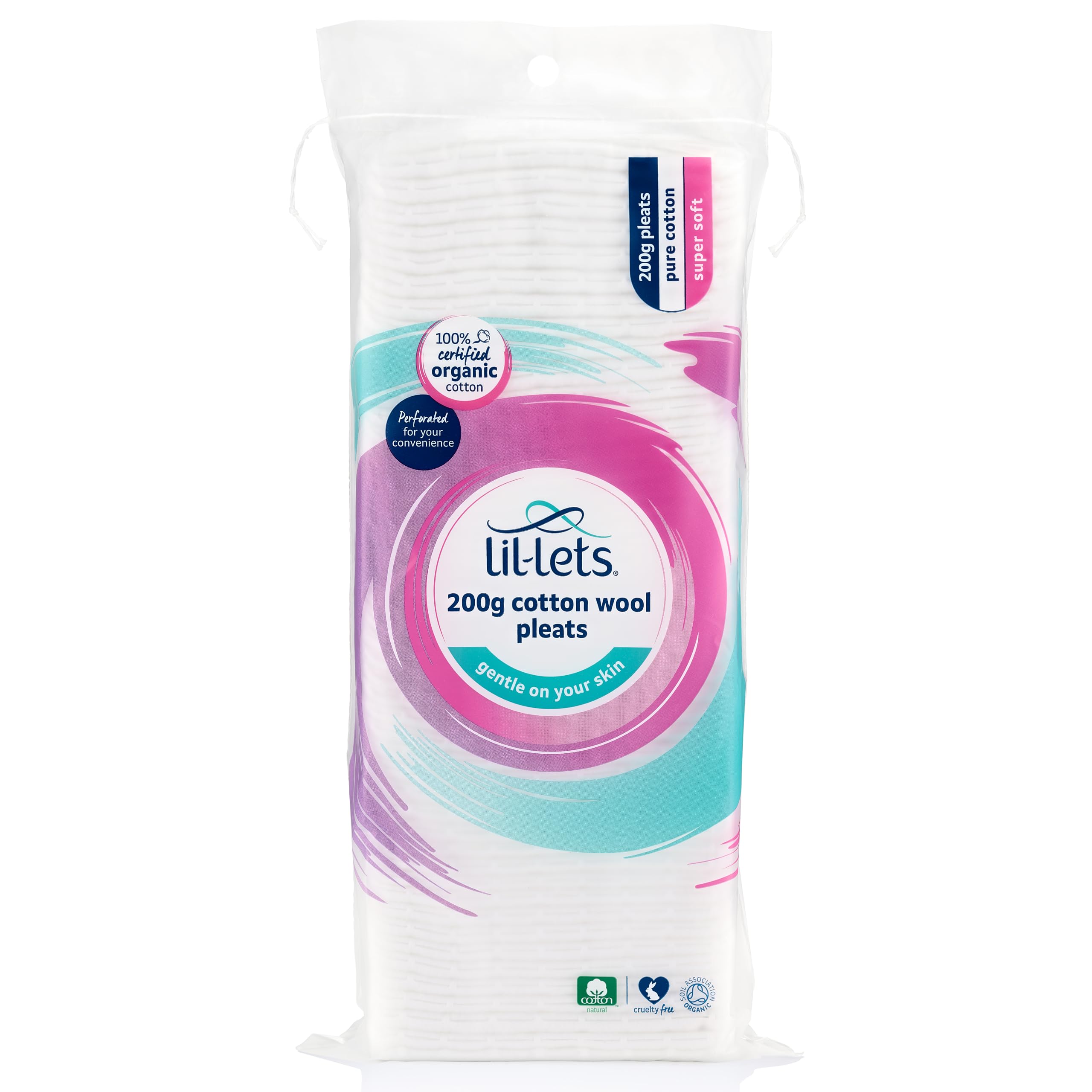 Lil-Lets Certified Organic Cotton Wool Pleats, 200g - 100% Pure, Soft & Absorbent