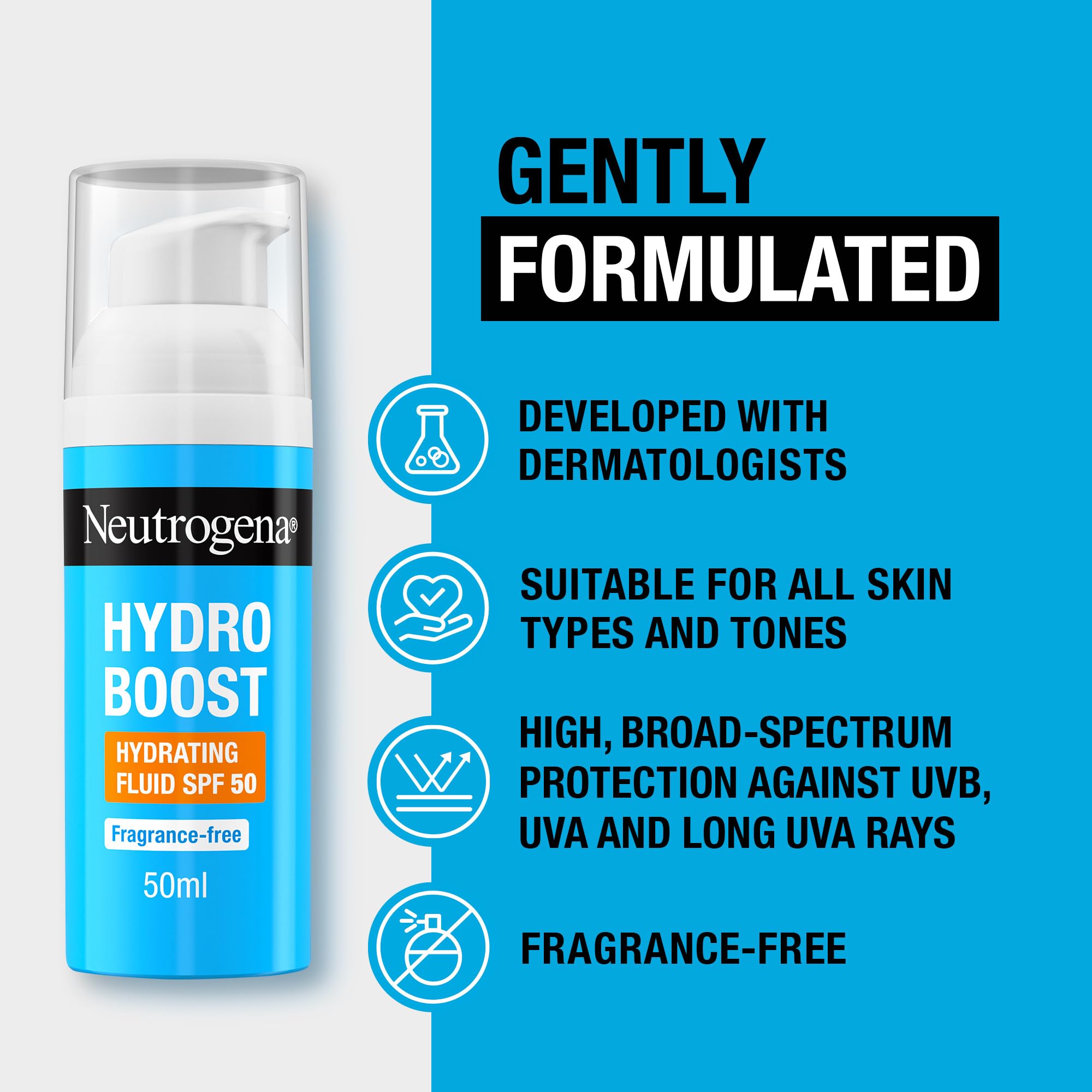 Neutrogena Hydro Boost Hydrating Face Fluid SPF 50 with Hyaluronic Acid & Niacinamide 7