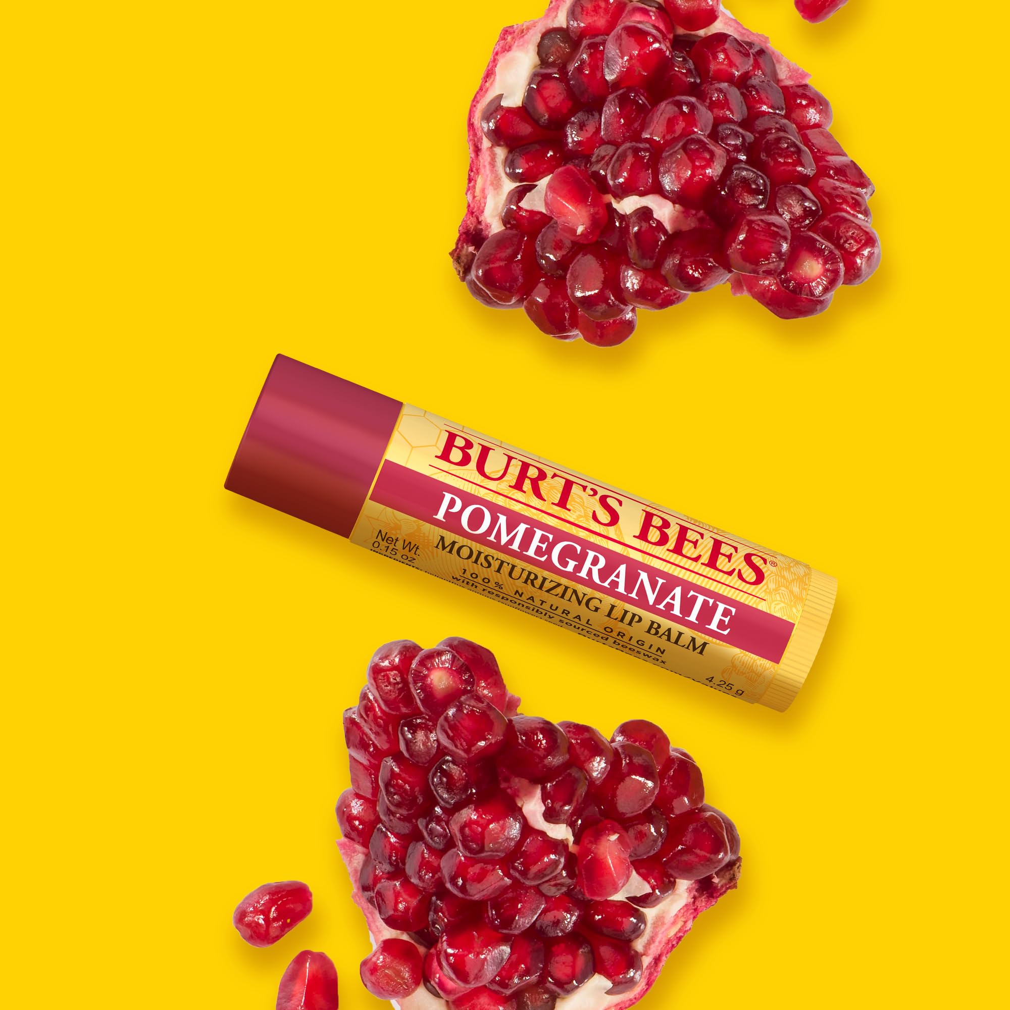 Burt's Bees 100% Natural Moisturising Lip Balm with Pomegranate Oil for Dry Lips 4