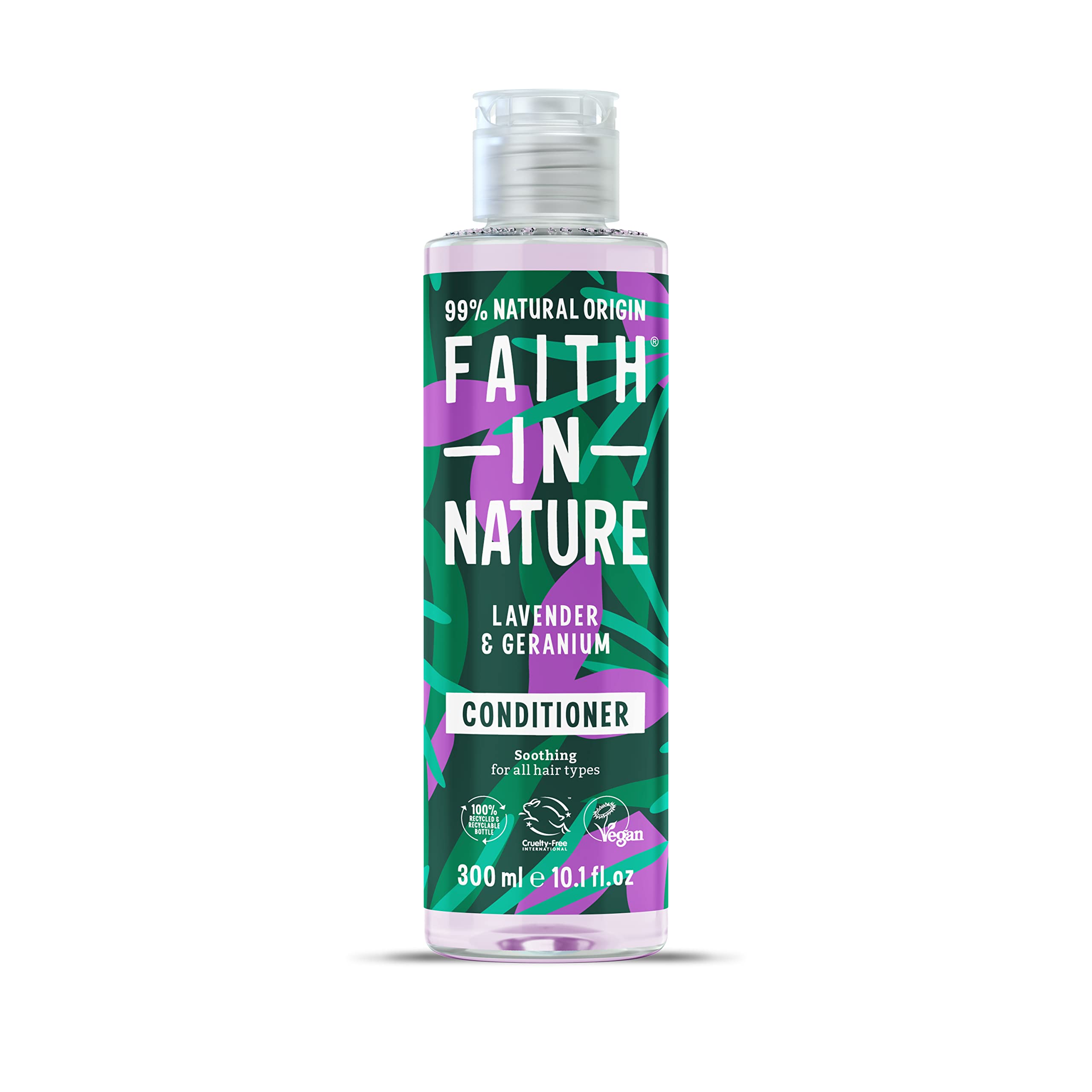 Faith In Nature 300 ml Natürlicher Lavendel- und Geranien-Conditioner, beruhigend, vegan und tierversuchsfrei, ohne SLS oder Parabene, für normales bis trockenes Haar 1