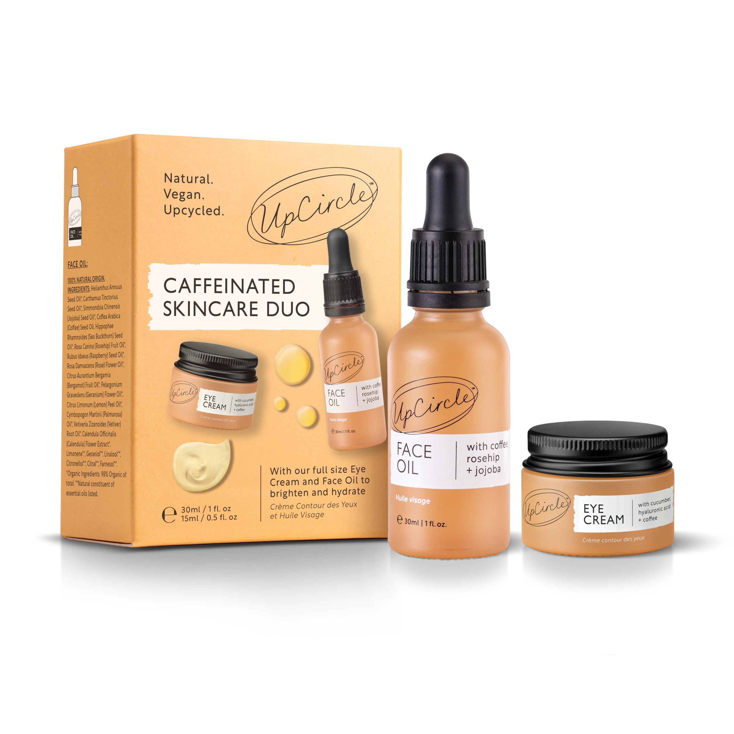 UpCircle Caffeinated Duo: Face Oil and Eye Cream Set with Vitamin C