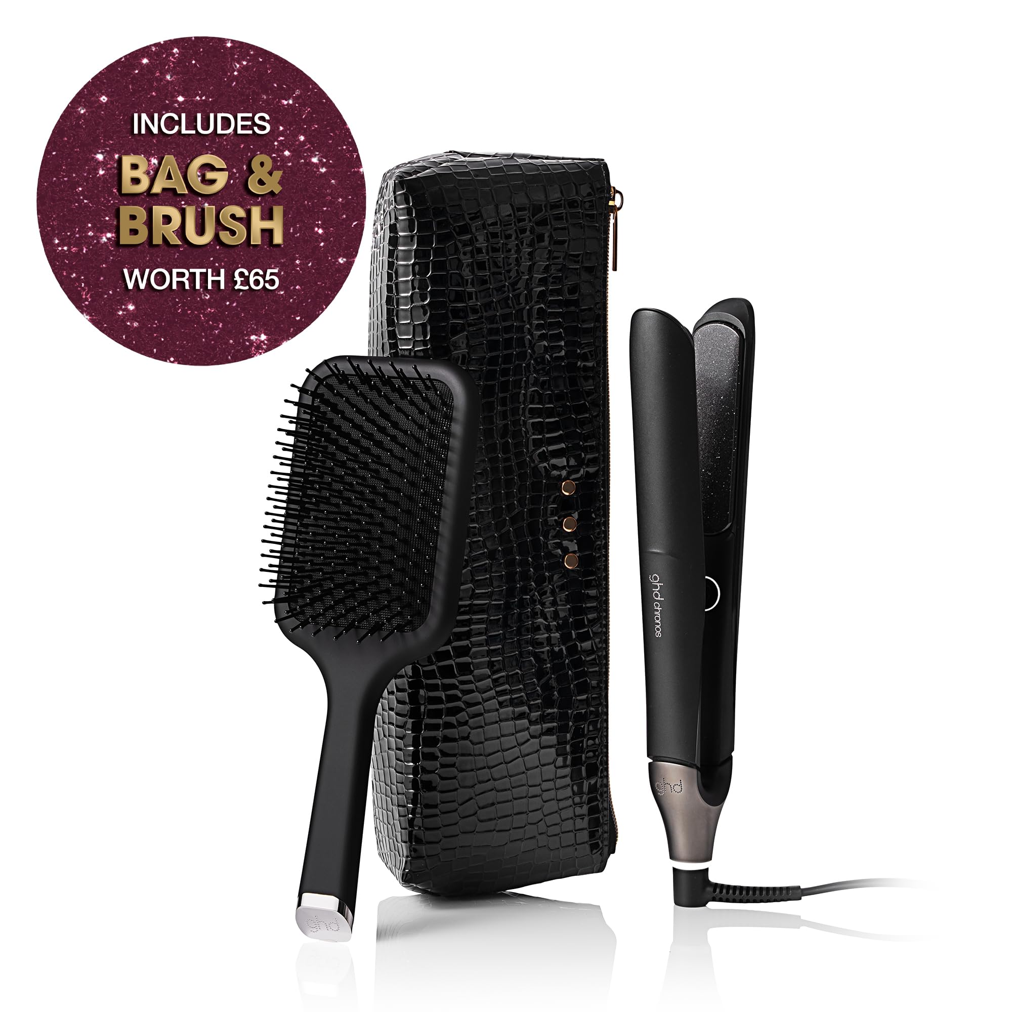 ghd Chronos Festive Gift Set: Hair Straightener, Paddle Brush, Heat-Resistant Bag & Mat 6