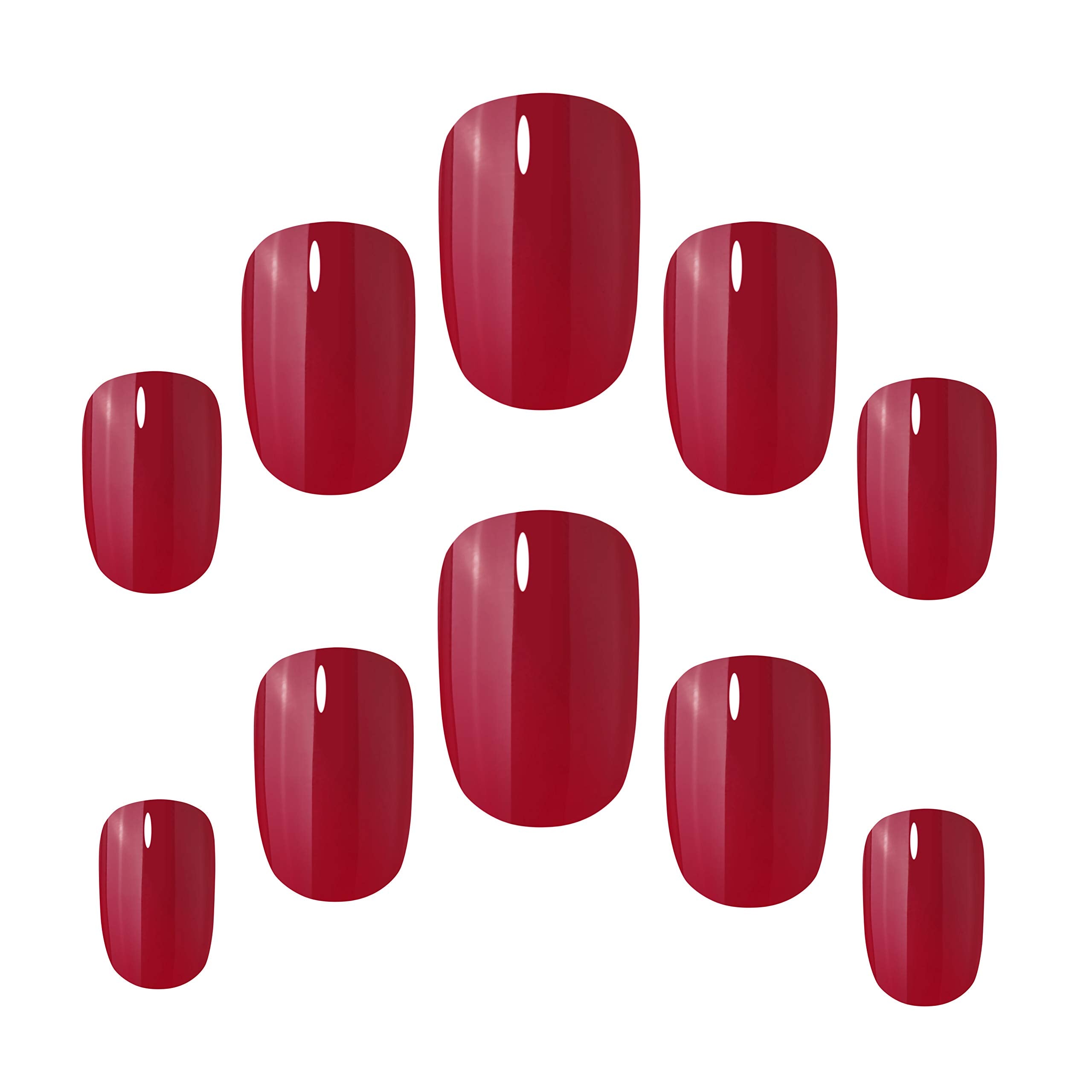 Elegant Touch Core Colour Nails - Rich Red Glossy Squoval Faux Nails (24 Count)
