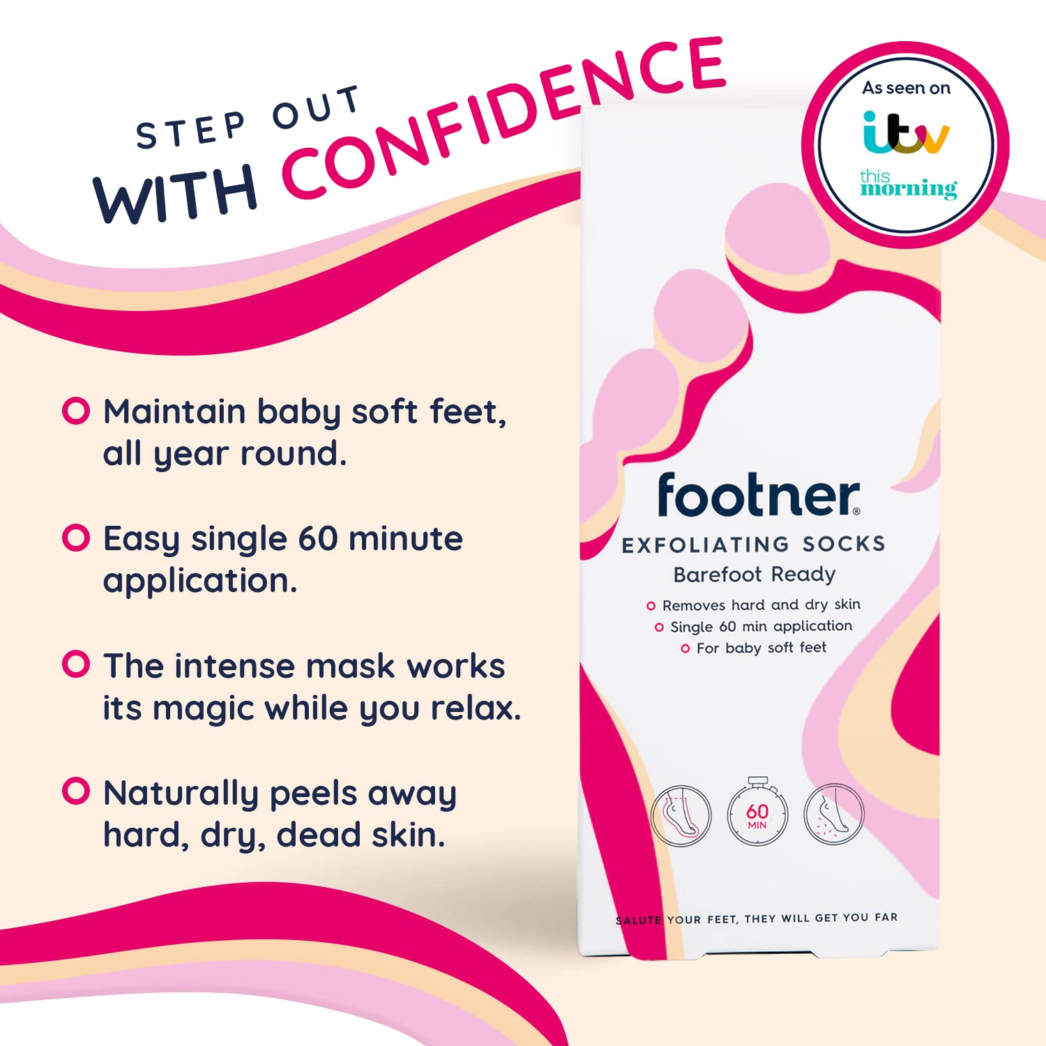 Footner Exfoliating Foot Mask Socks for Hard Skin and Cracked Heels