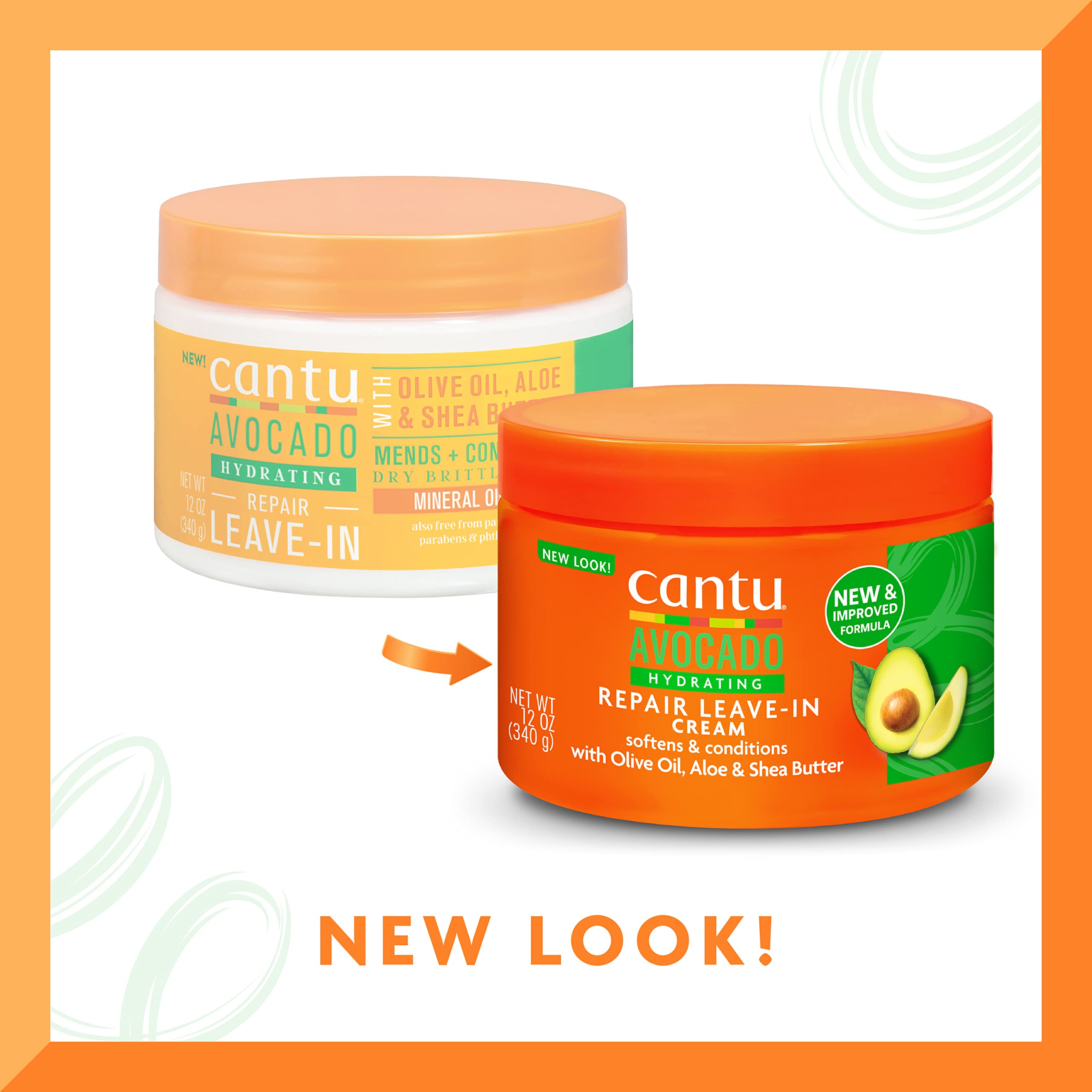 Cantu Avocado Leave-In Conditioning Repair Cream for Curly, Coily, Wavy Hair 340g