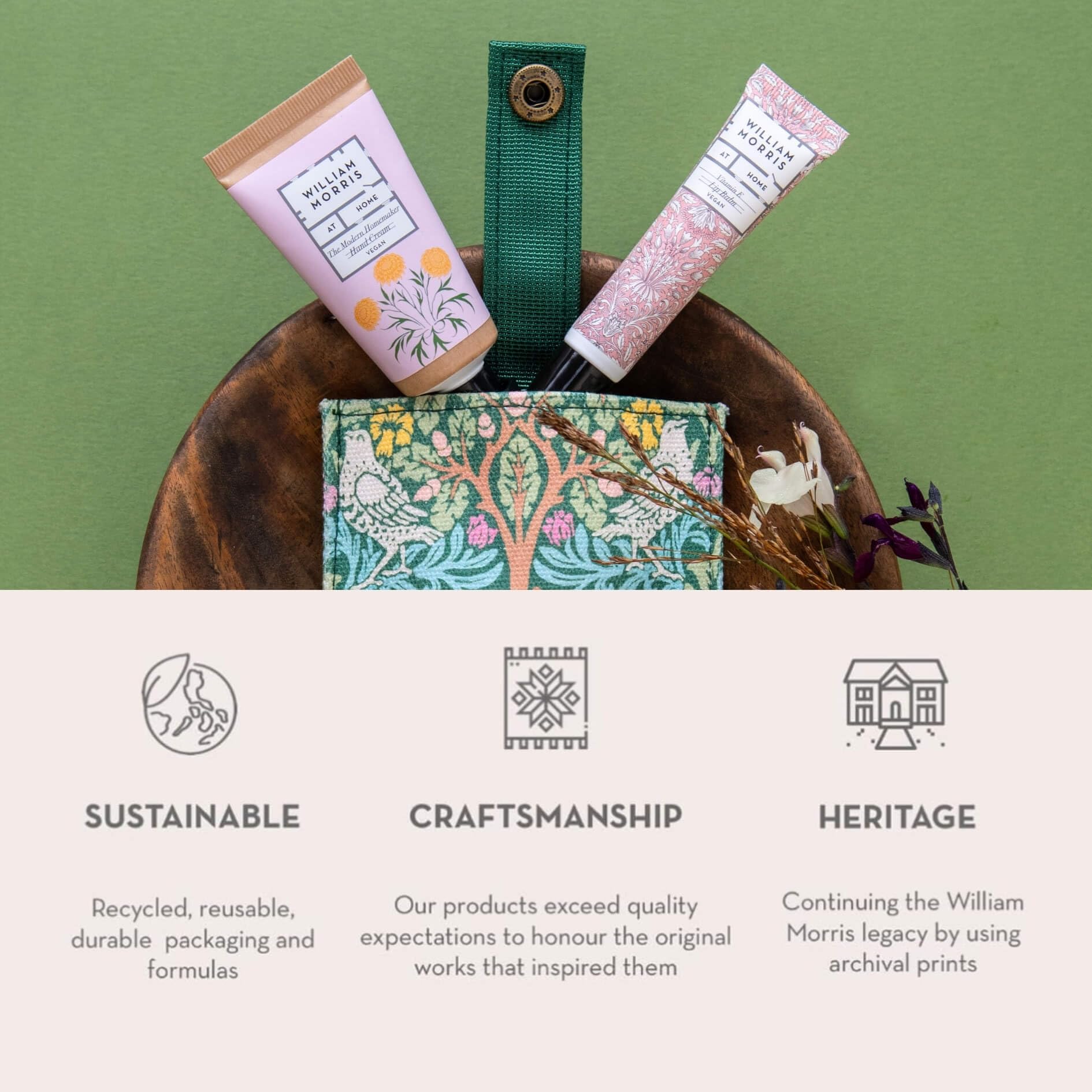 WILLIAM MORRIS AT HOME Hand Cream & Lip Balm Set with Brother Rabbit Pouch 9