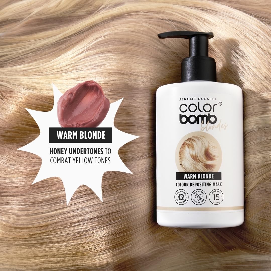 Jerome Russell Colour Bomb Warm Blonde Hair Mask - Semi-Permanent Colour & Shine Treatment, 300 ml 3