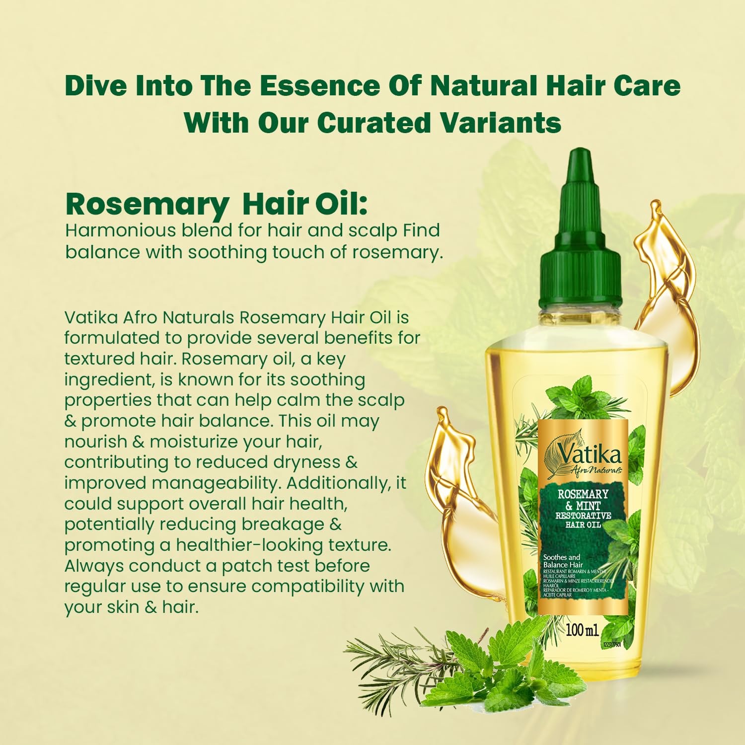 Vatika Afro Naturals Rosemary & Mint Restorative Hair Oil - 100 ml for Balanced Hair Care 4