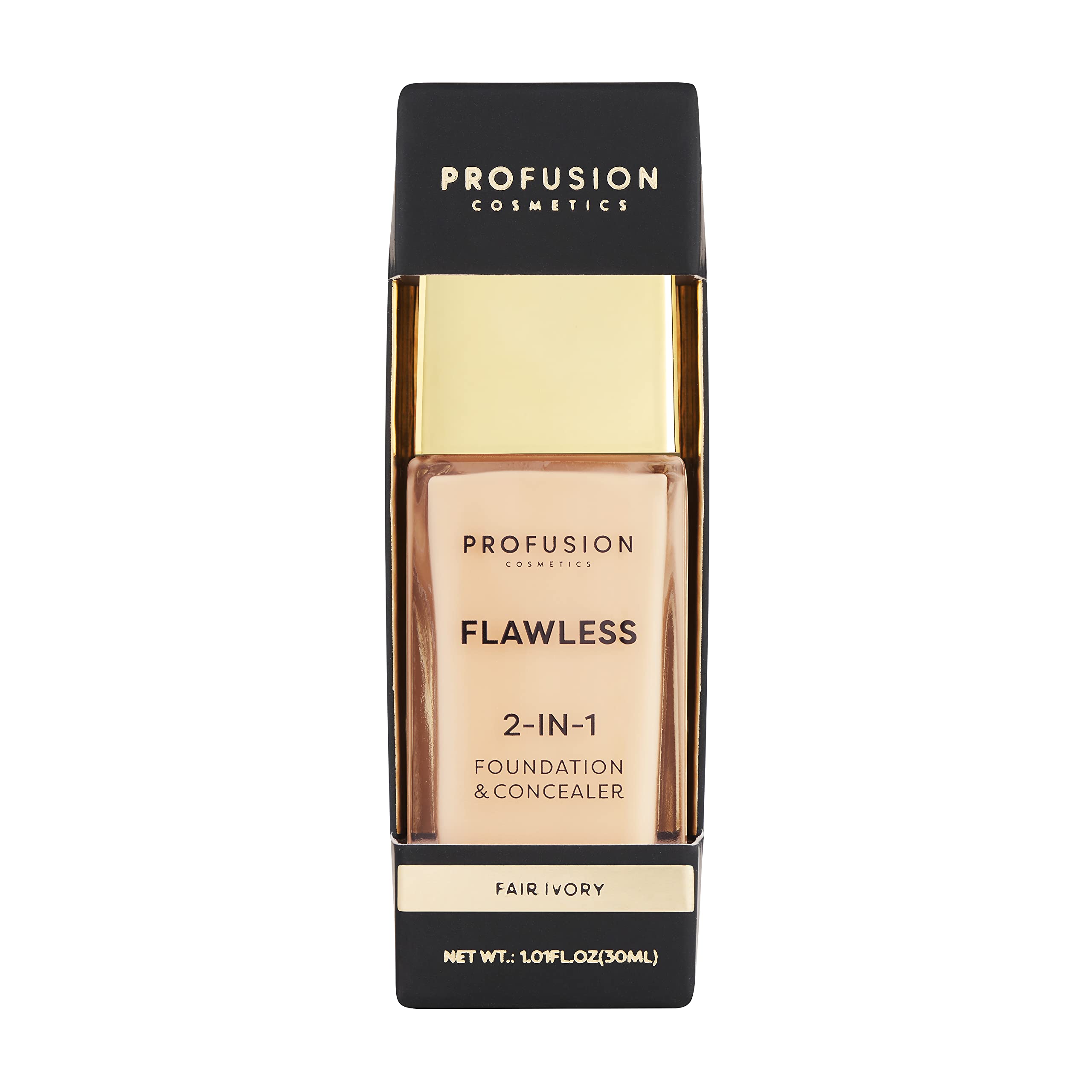 Profusion Cosmetics 2-In-1 Foundation and Concealer for Light Skin Tone - Full Coverage Matte Finish