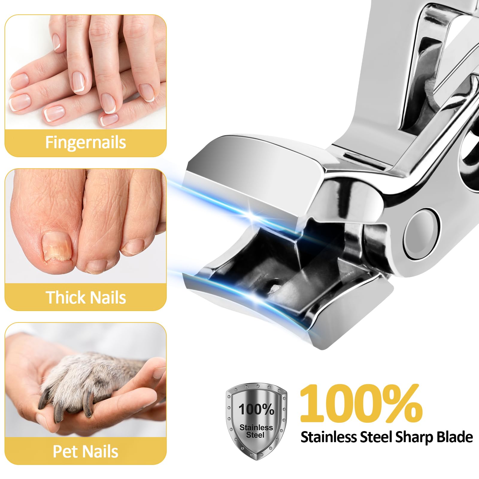 Euqvunn Ergonomic Angled Head Nail Clippers for Thick Nails with Catcher 5