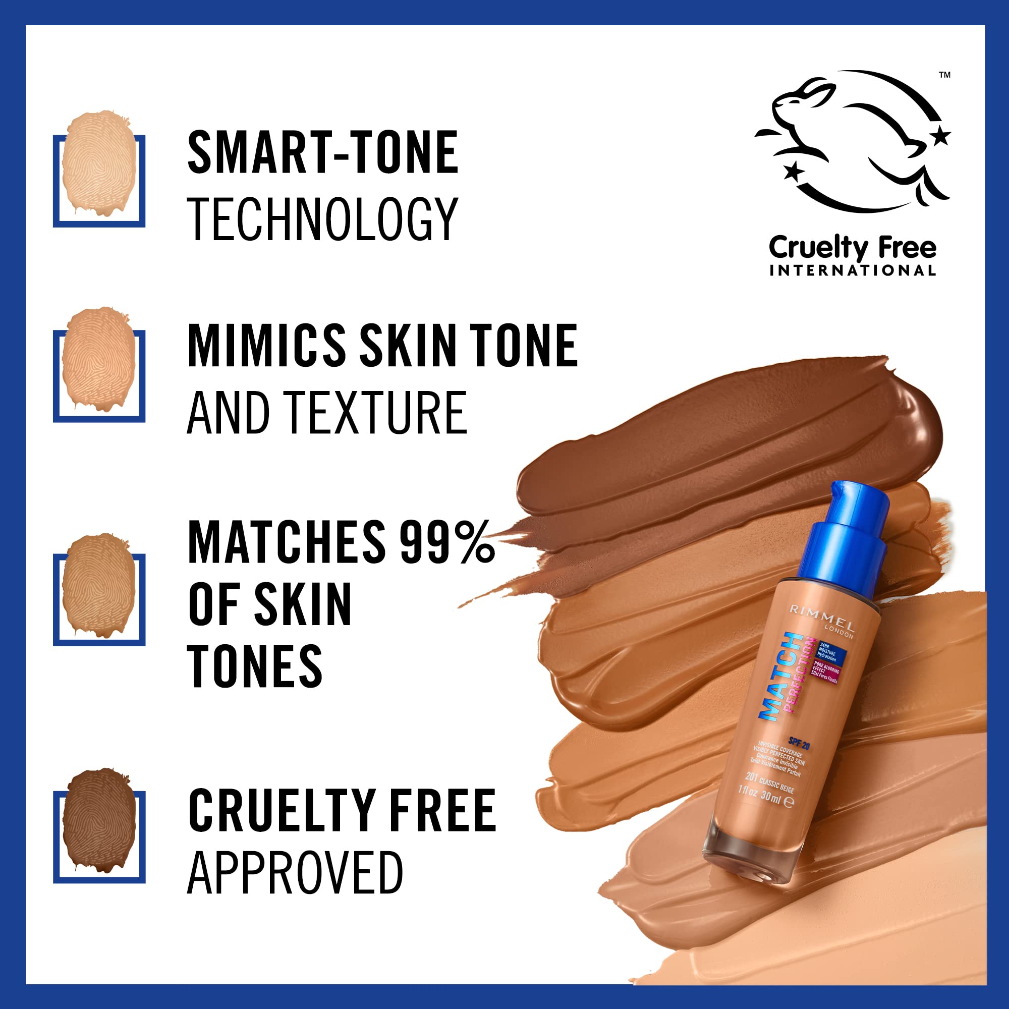 Rimmel Match Perfection Foundation 100 Ivory - Medium Coverage, 24hr Hydration, SPF20 3