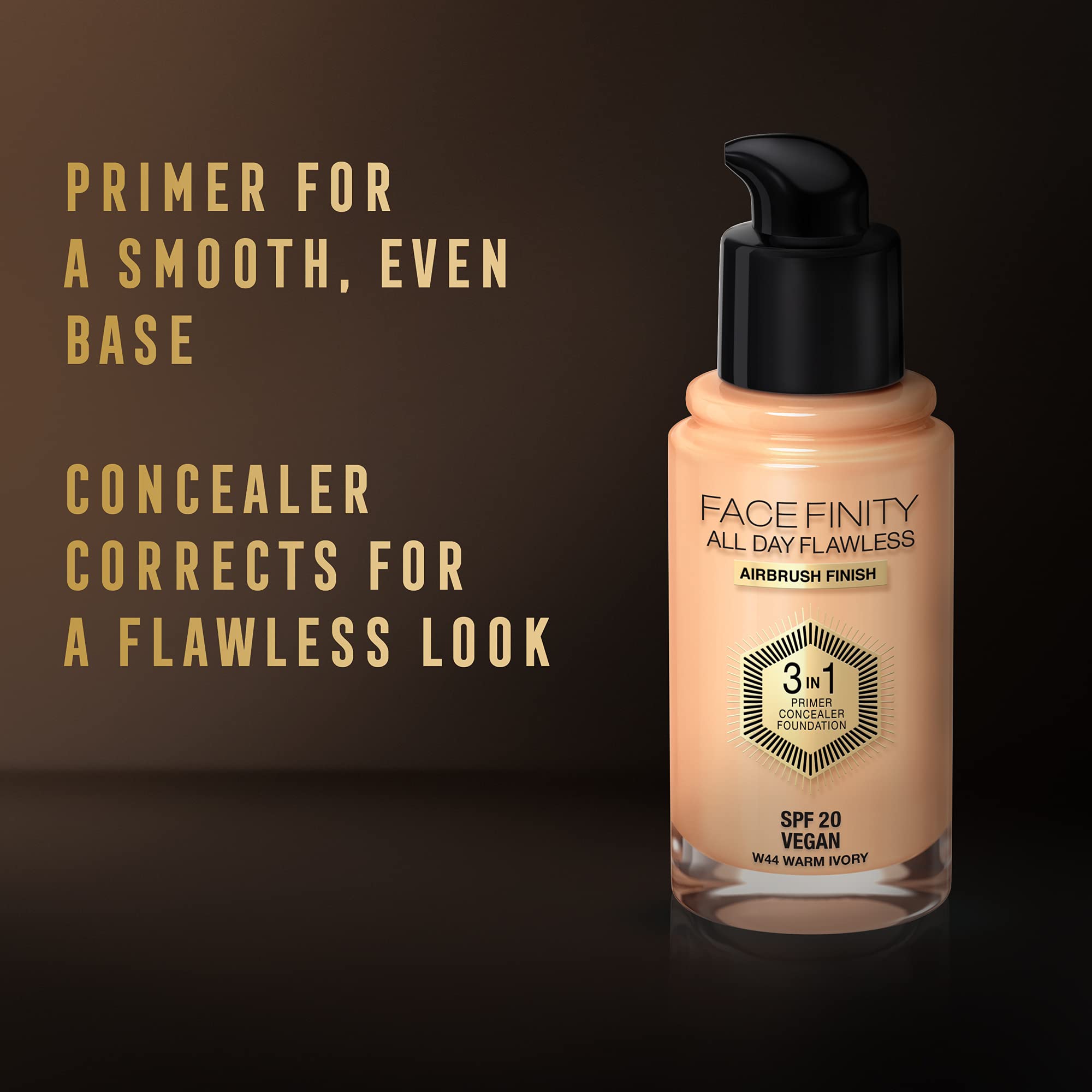 Max Factor Facefinity 3-in-1 Liquid Foundation SPF 20 - 44 Warm Ivory, 30 ml 7