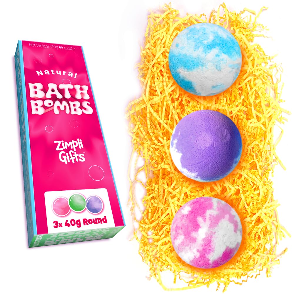 ZIMPLI 3 x UK Made Value Bath Bombs Gift Set with Essential Oils