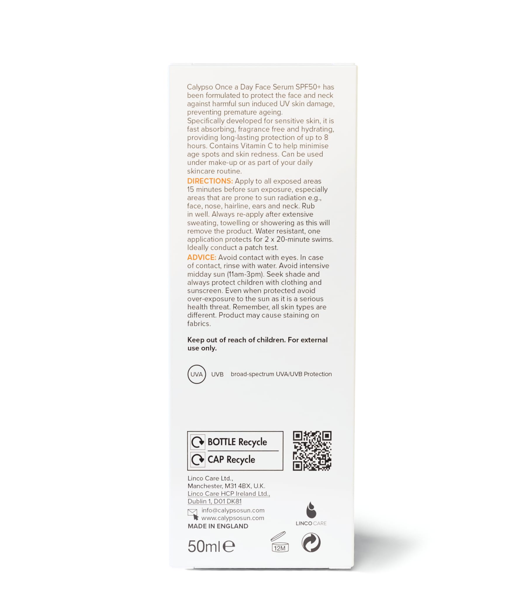 Calypso Once a Day Serum SPF50+ with Vitamin C for Face and Neck, Unscented 7