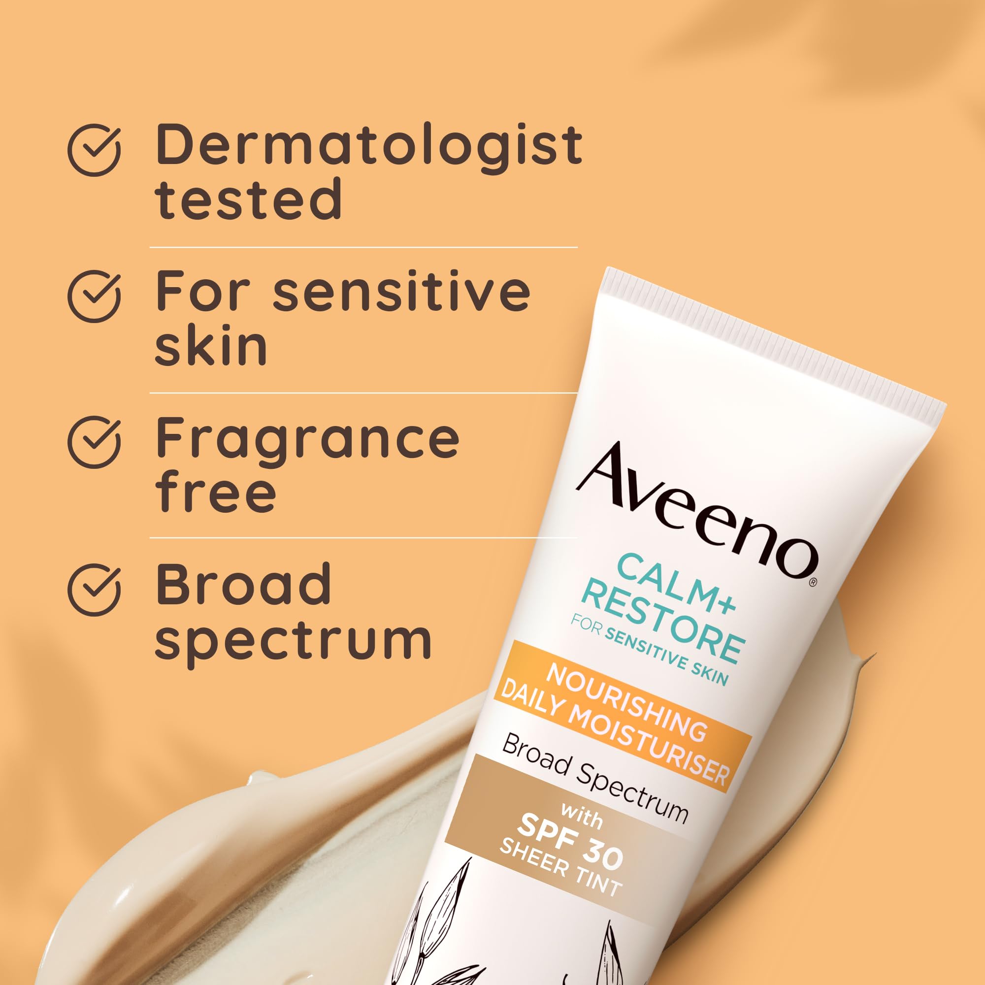 AVEENO CALM+RESTORE Nourishing Daily Moisturiser with SPF30, Fragrance-Free (50ml) 4