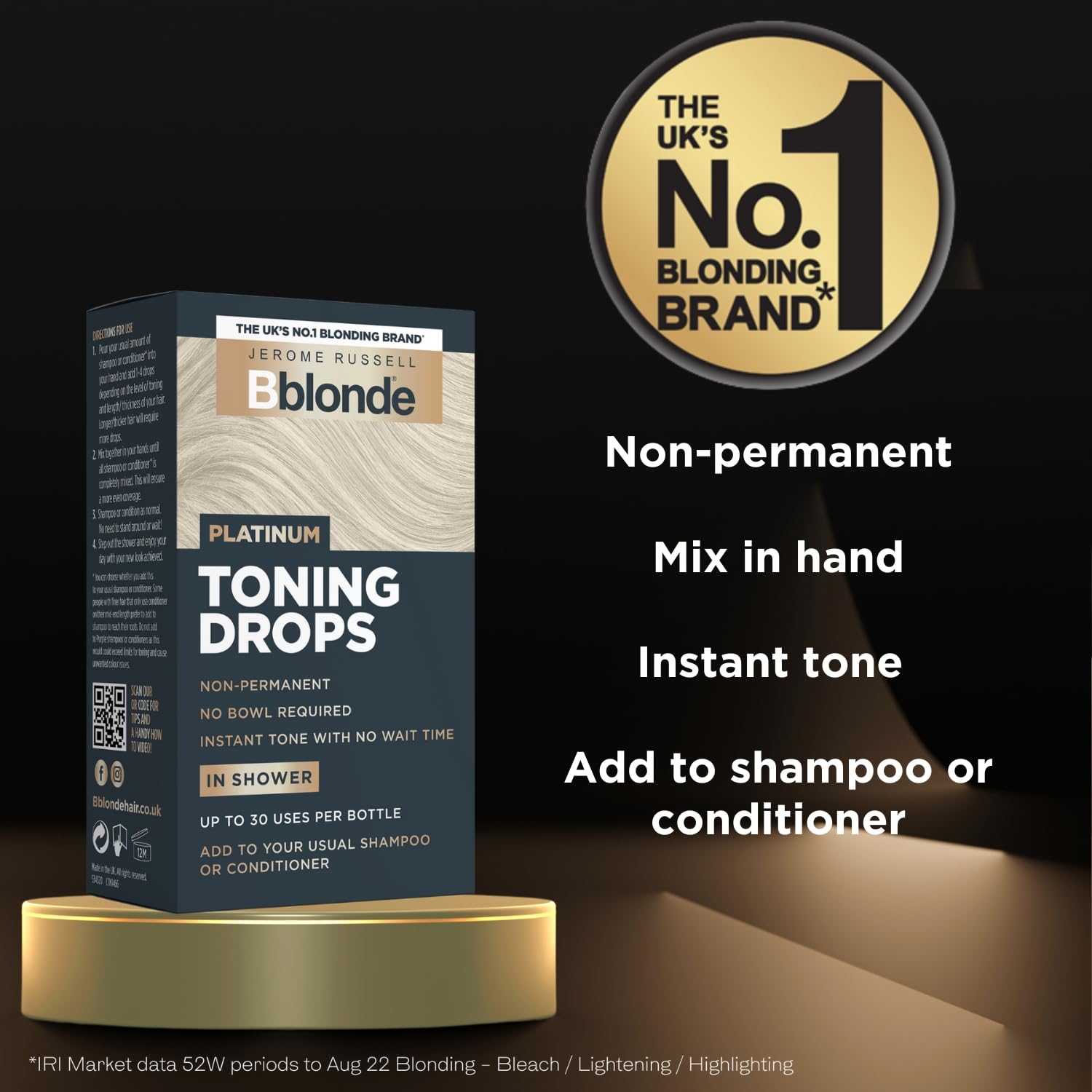 Jerome Russell Bblonde Platinum Toning Drops – Nicht-permanenter Platinblond-Haartöner