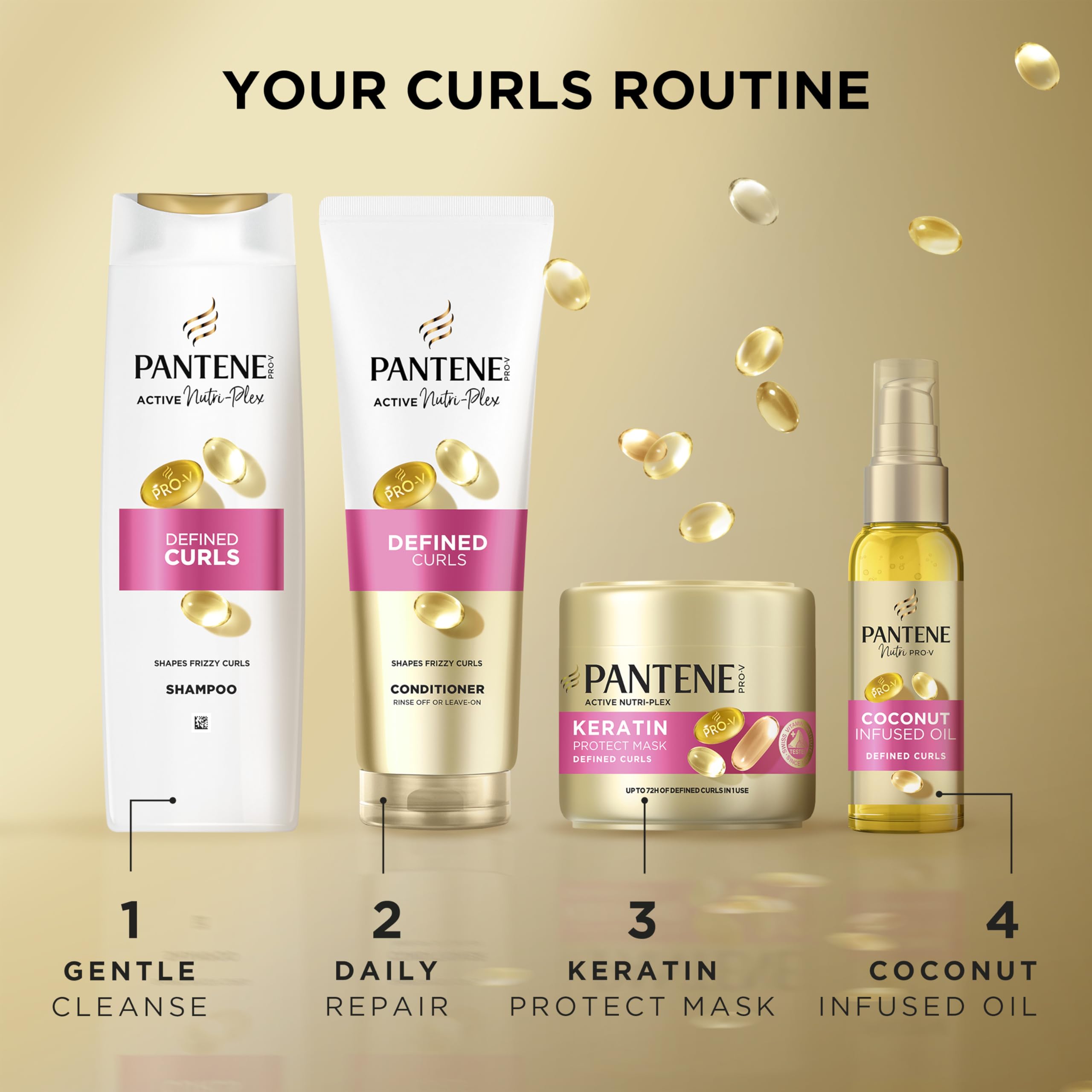 Pantene Pro-V Defined Curls Bundle: Shampoo, Conditioner, Mask & Leave-In Cream 8