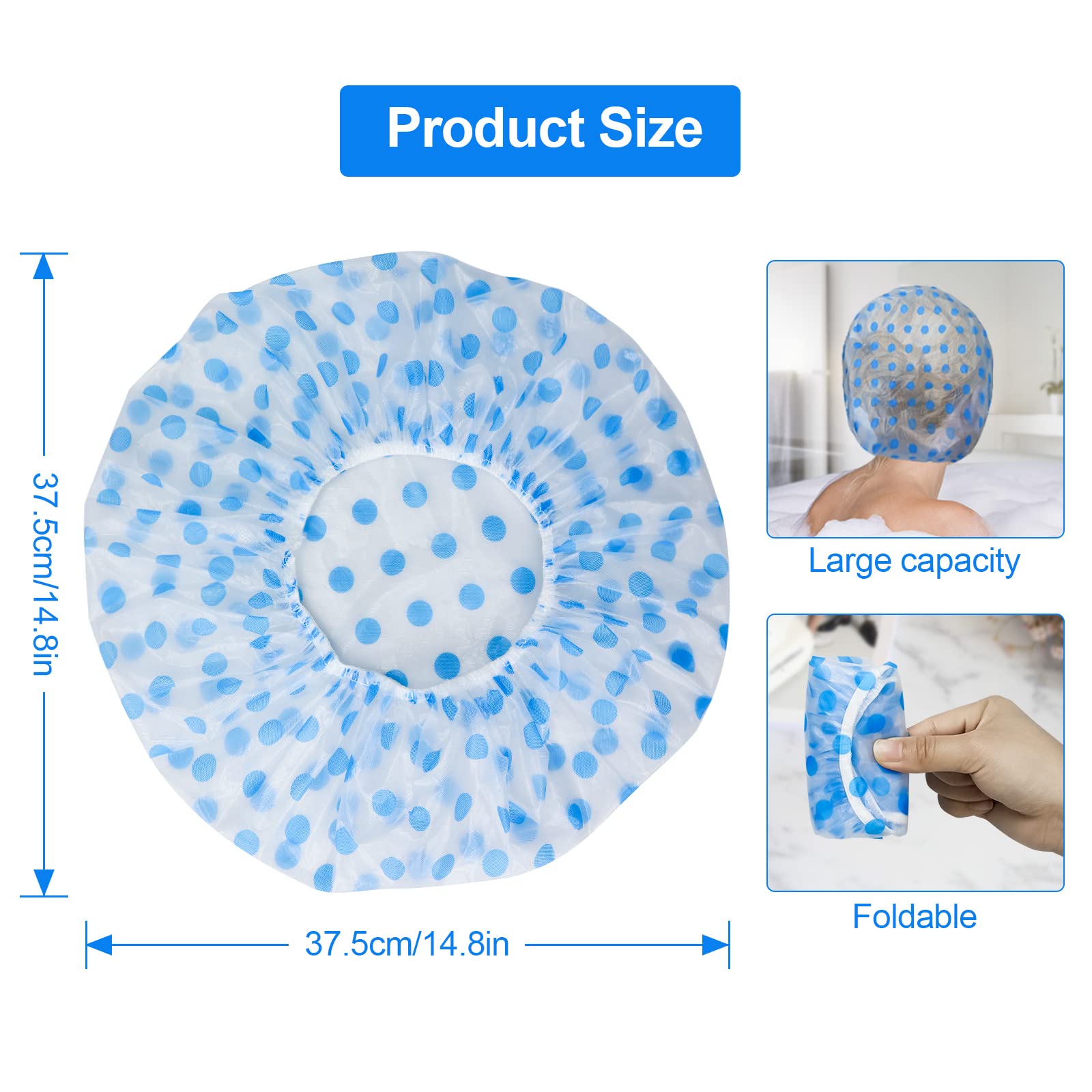 MOXYOY 4PCS Waterproof Reusable Shower Caps for Women with Long Hair 6