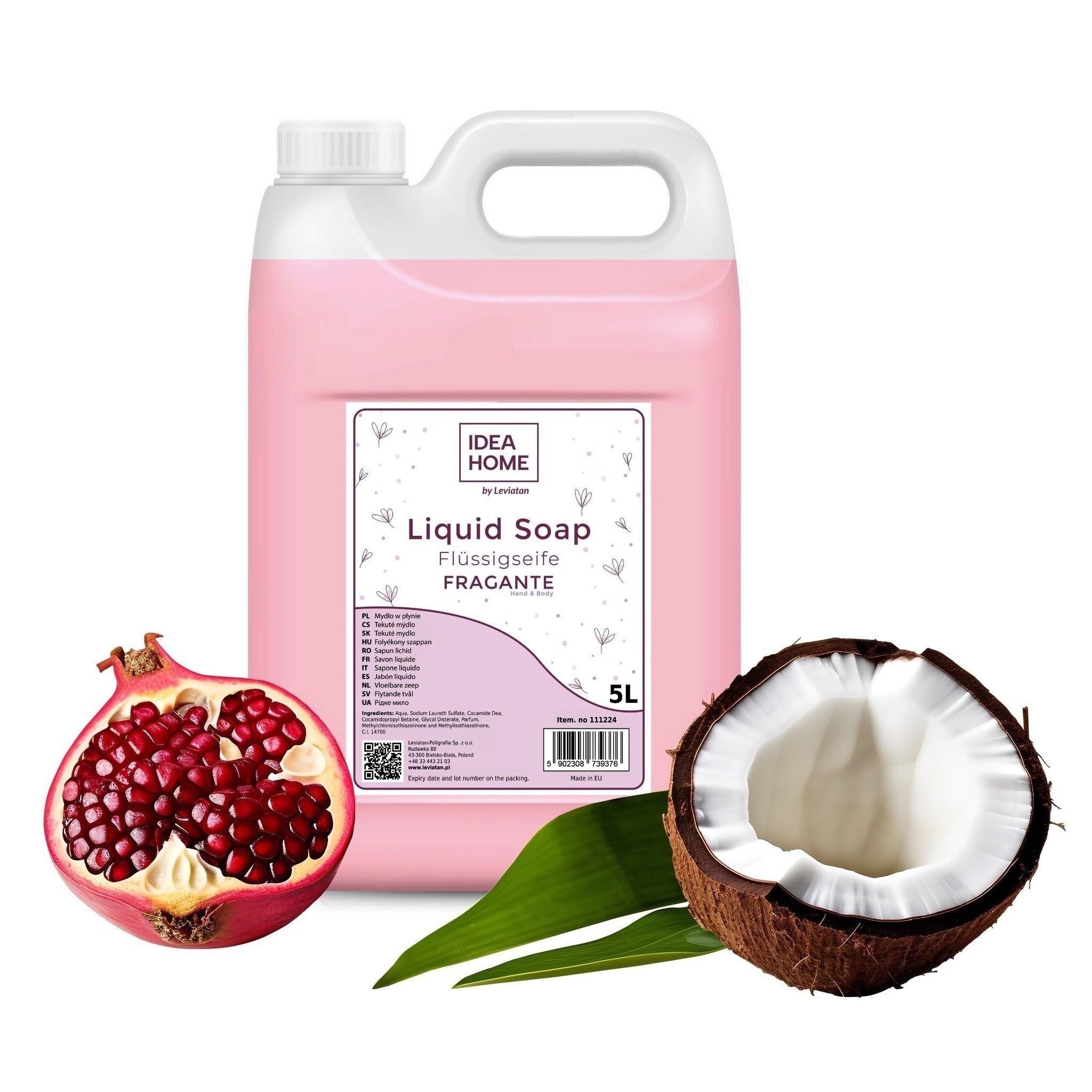 IDEA HOME Liquid Hand Soap 5L - Pomegranate & Coconut Milk - Enriched with Vitamins A, E, F