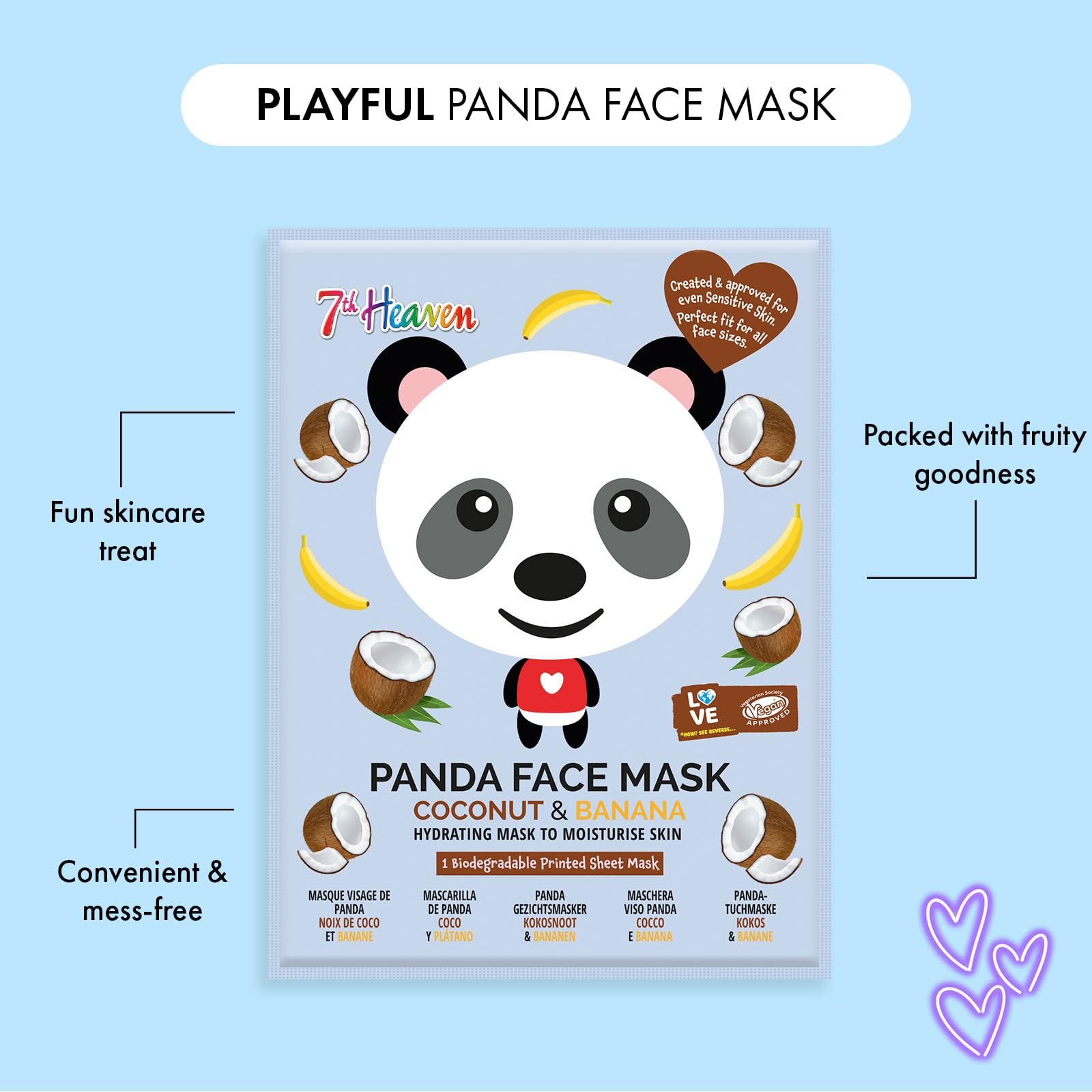 FACE FOOD 7th Heaven Panda Sheet Mask with Coconut & Banana for Hydration