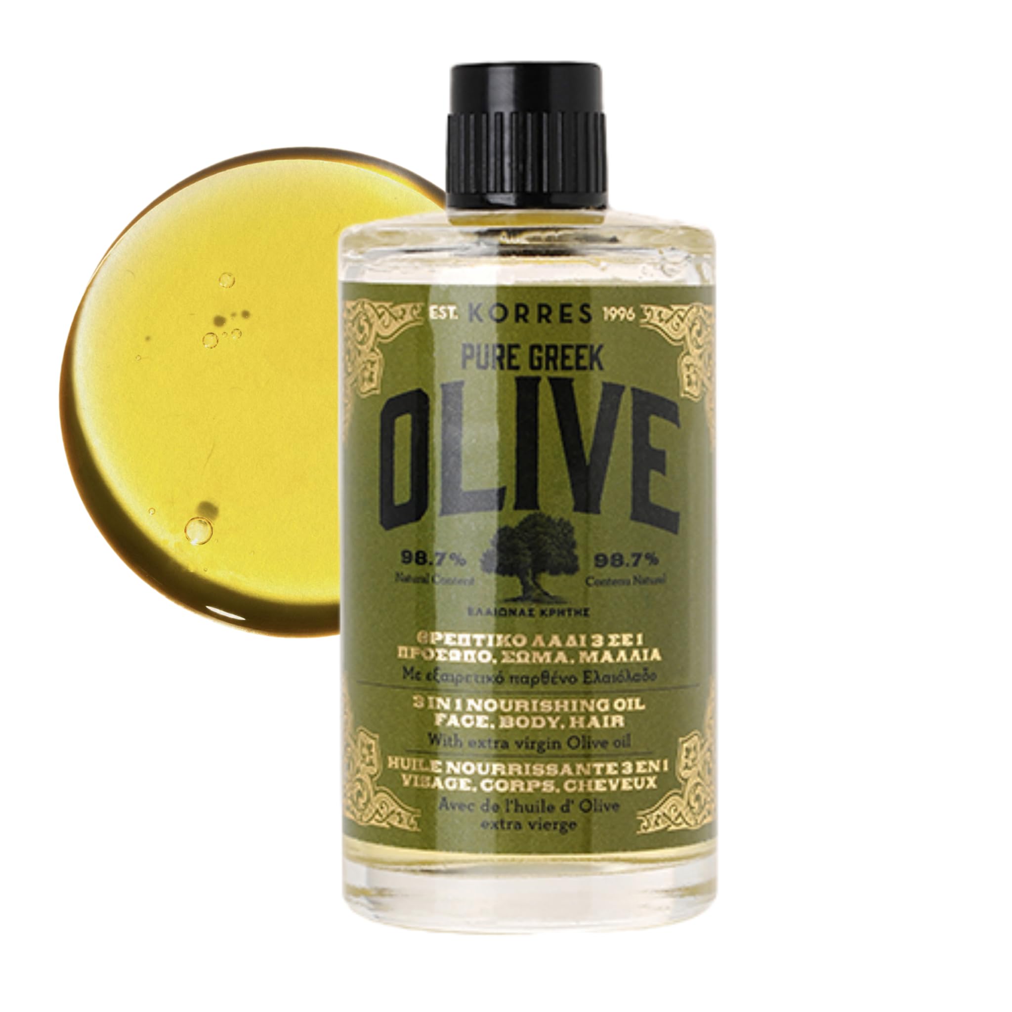 KORRES Natural Pure Greek Olive 3 In 1 Nourishing Oil 100 ml - Vegan Multi-Tasker