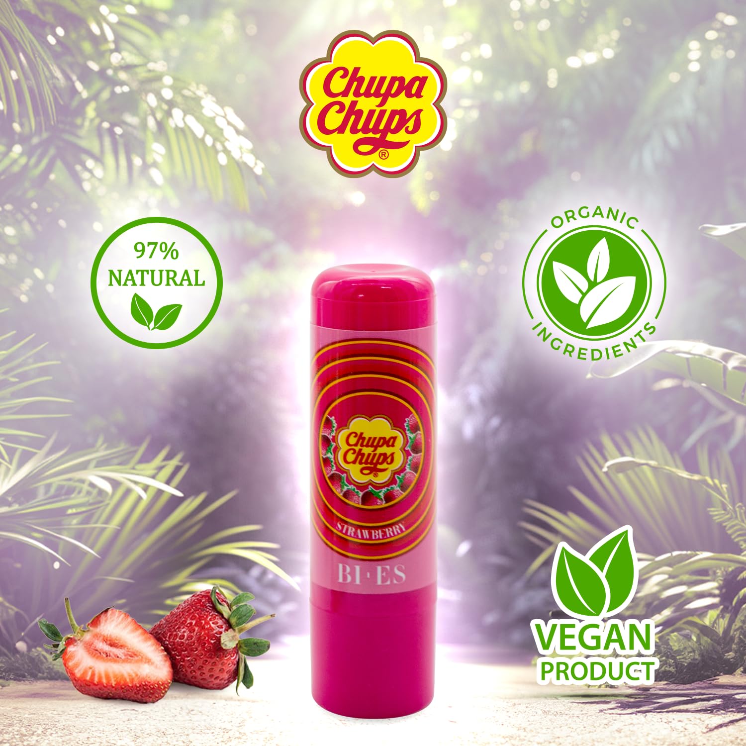 Uroda Chupa Chups Lippenbalsam mit Erdbeergeschmack, natürlich und vegan, feuchtigkeitsspendend (4 g) 4