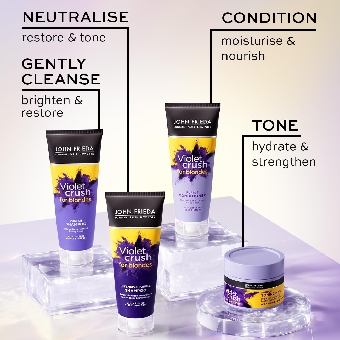 John Frieda Violet Crush Purple Shampoo and Conditioner Bundle for Blonde Hair 4