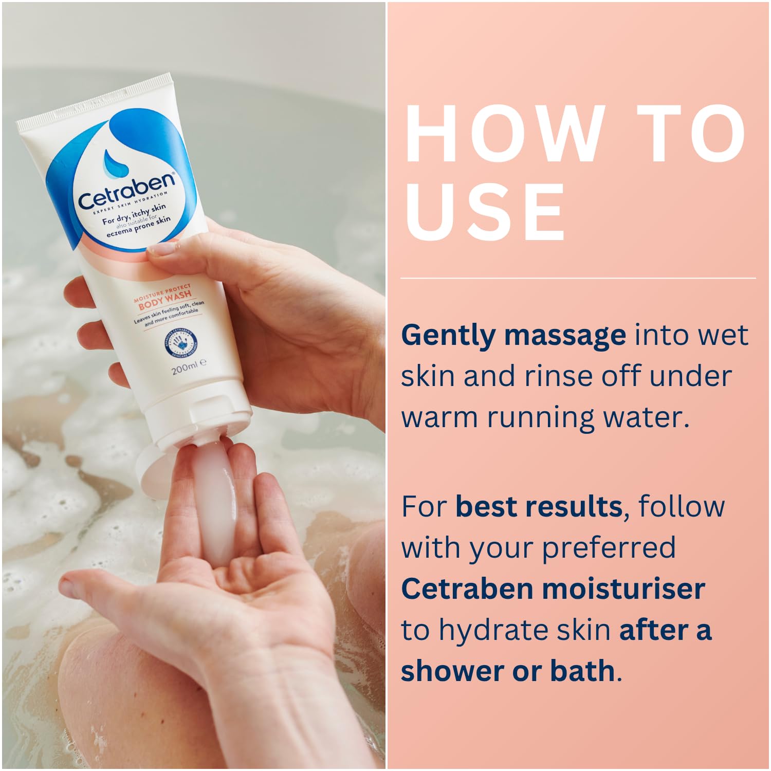 Cetraben Moisture Protect Duschgel, sanfte und nicht austrocknende Formel, schließt ein 4