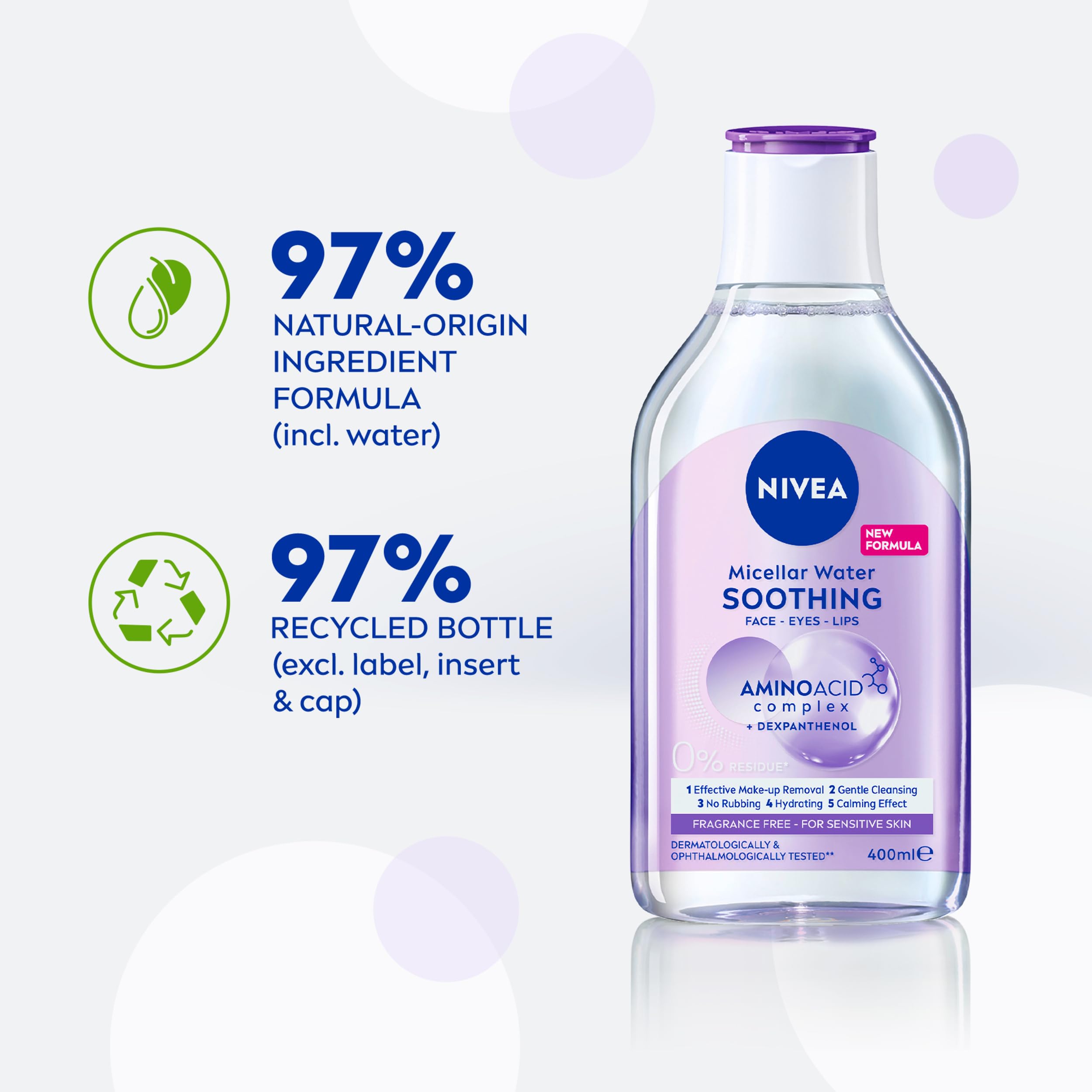 NIVEA Micellar Water Soothing Eye Makeup Remover, Fragrance Free Cleanser 8