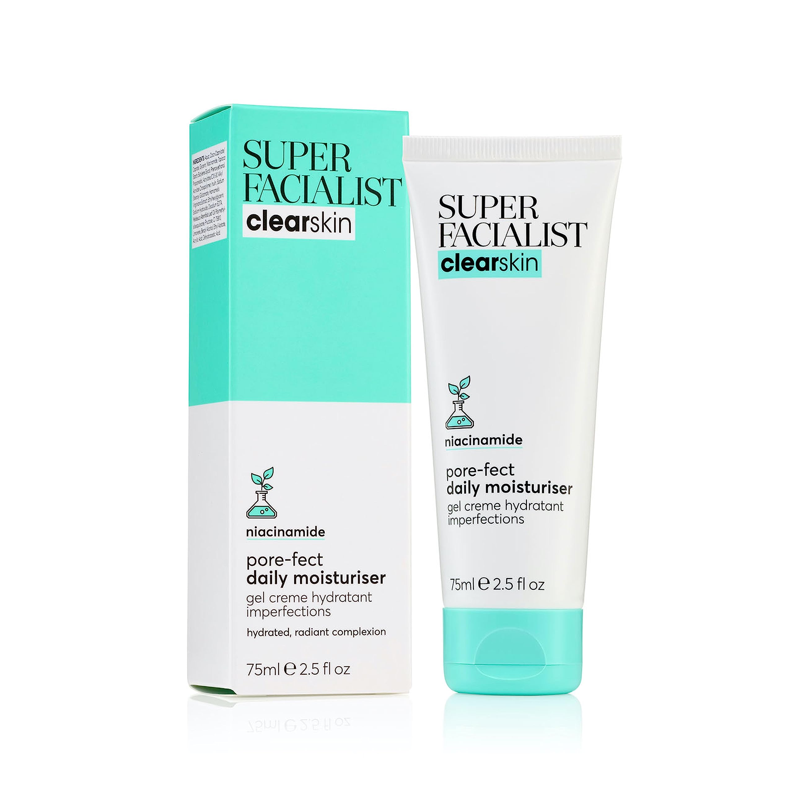 Super Facialist Pore-Fect Daily Moisturiser with 3% Niacinamide, Tea Tree Oil & Prebiotics, 75ml