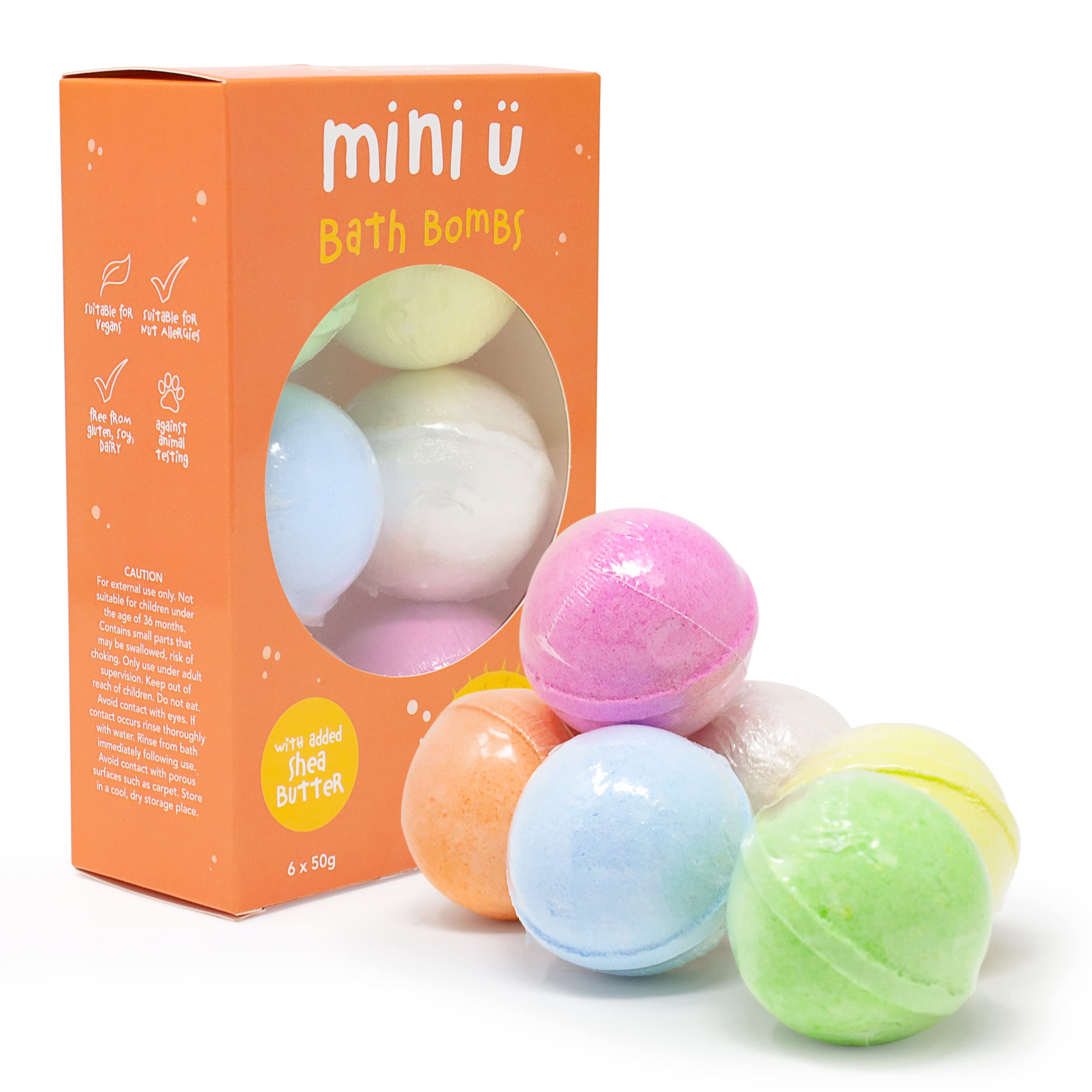 Mini U Kids Bath Bombs with Surprise Toys Inside, Shea Butter Infused for Sensitive Skin
