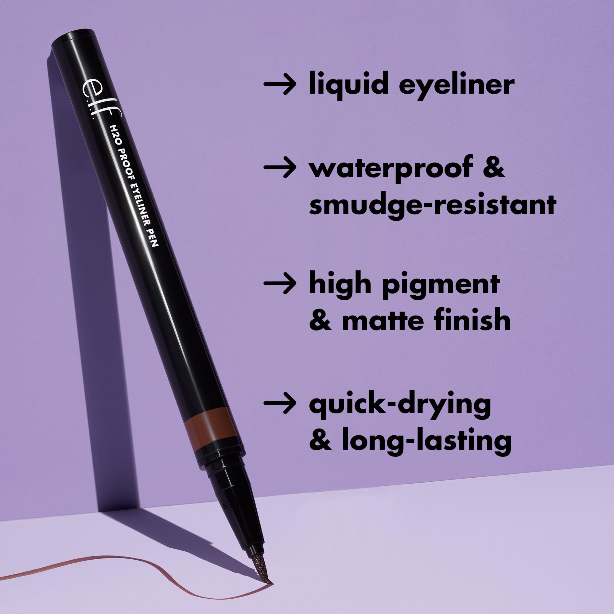 e.l.f. Intense H20 Proof Eyeliner Pen - Smooth, Precise, Long-Lasting Color
