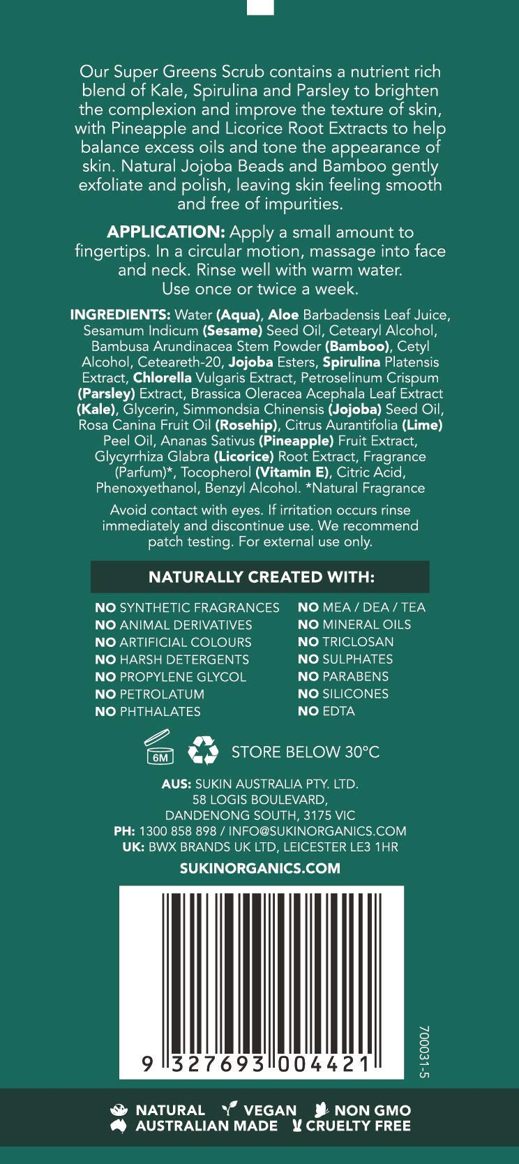 Sukin Super Greens Detoxifying Facial Scrub, 125 ml 6