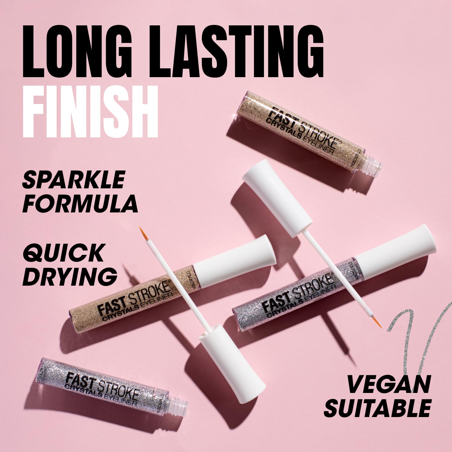 Collection Cosmetics Glam Crystals Gel Liner - Funk (Gold Glitter) - Quick-Drying, 6ml 7