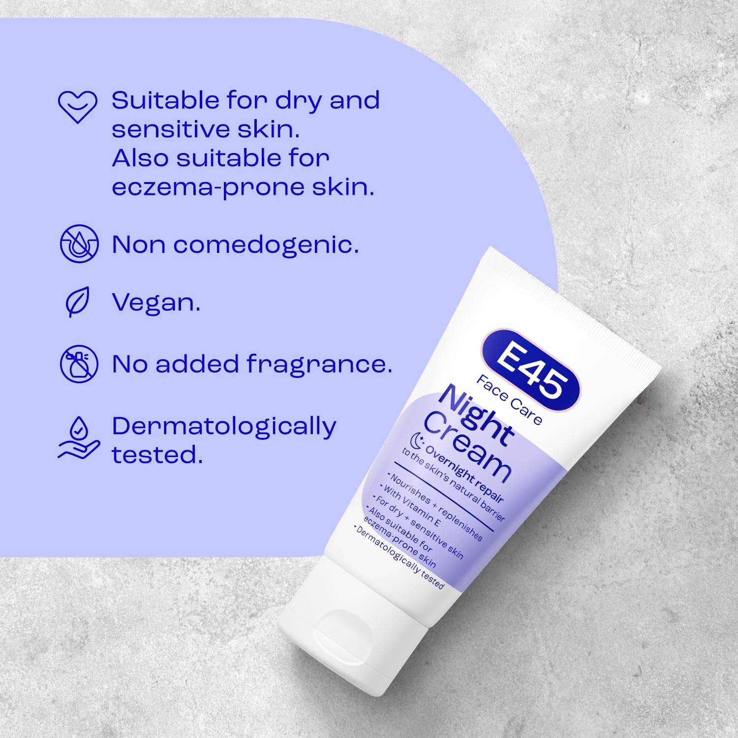 E45 Face Night Cream - Nourishing Moisturiser to Restore Skin Barrier with Shea Butter 5