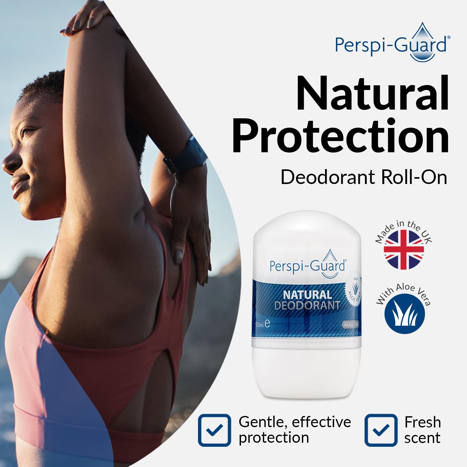 Perspi-Guard Natural Deodorant Roll On - Aluminium Free & Paraben Free Odour Protection