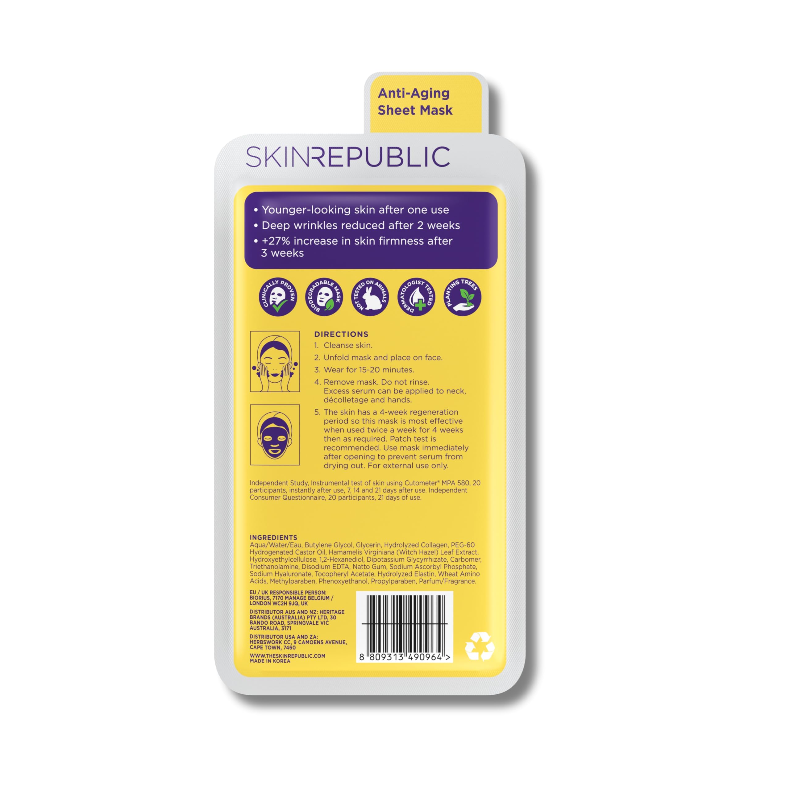 Skin Republic Collagen & Vitamin E Infusion Sheet Mask for Fine Lines and Wrinkles (Pack of 1) 6