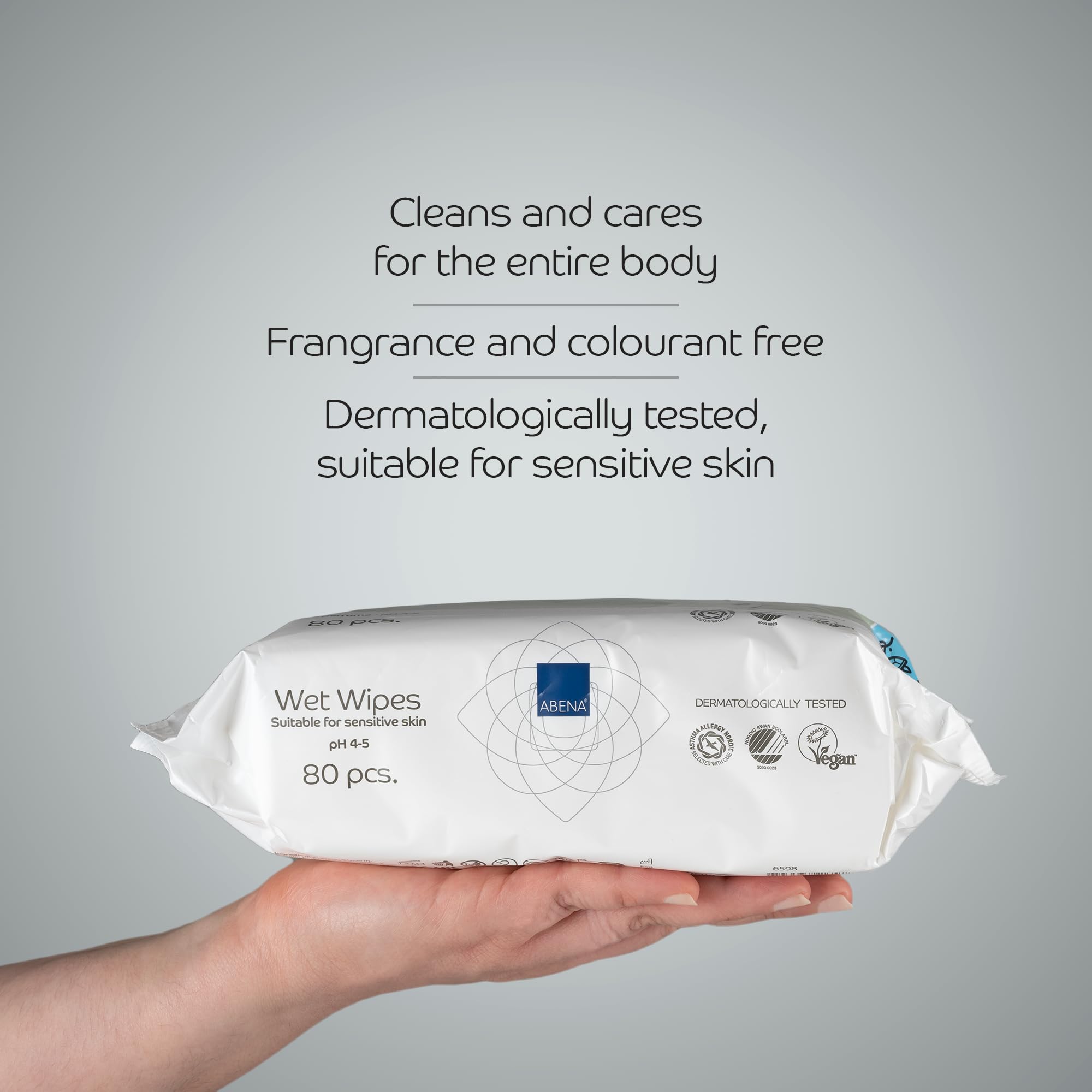 ABENA Moist Skin Cleansing Wipes Refill (80 Pcs) - Asthma-Allergy Certified 3