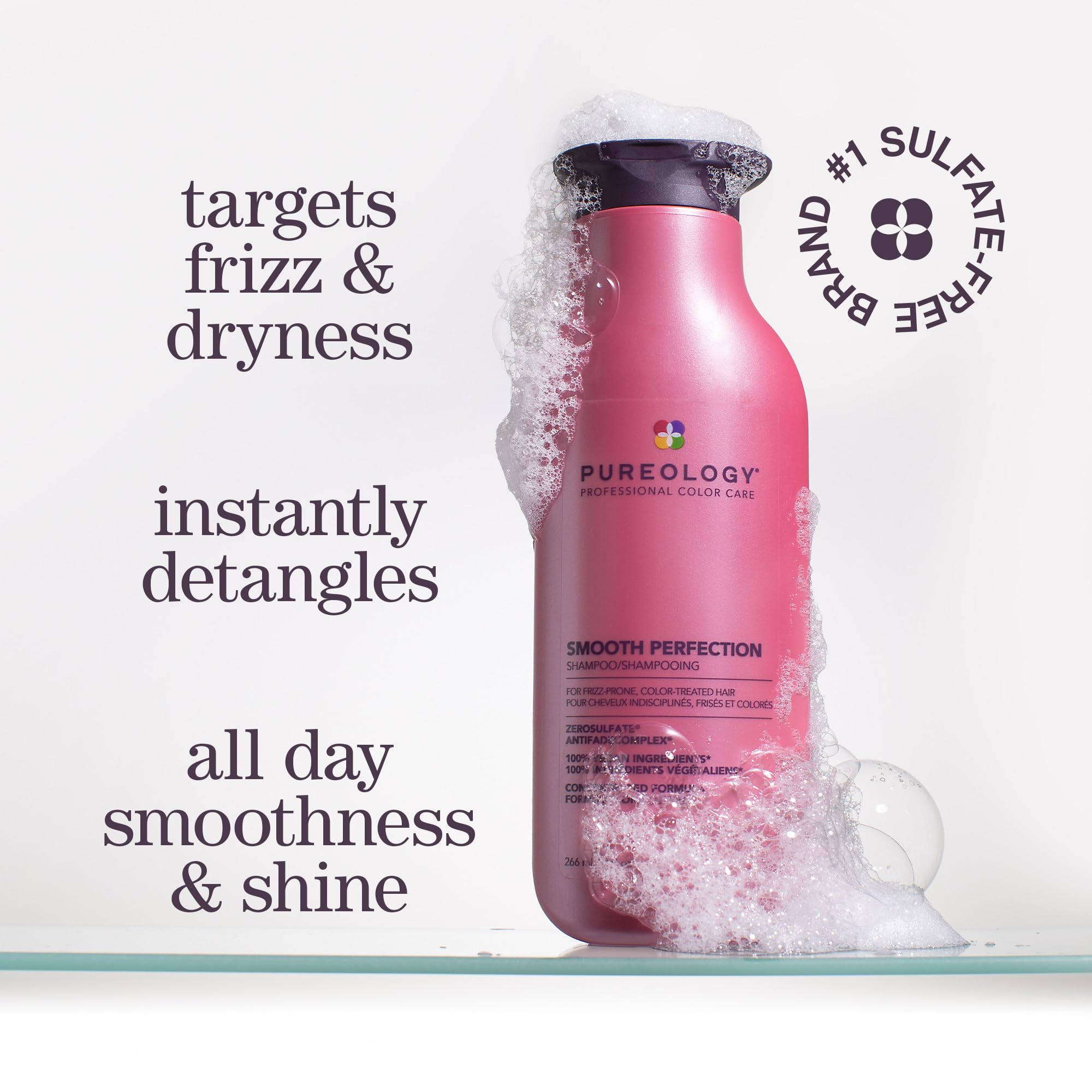 PUREOLOGY Smooth Perfection Shampoo for Frizz-Prone, Colour Treated Hair