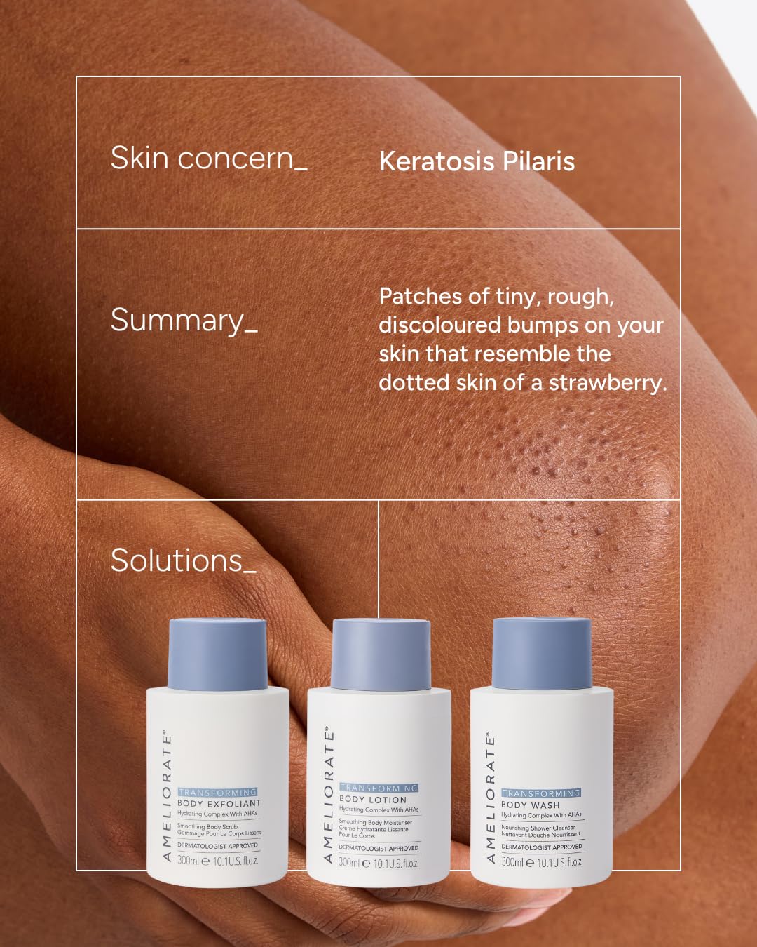 AMELIORATE Transforming Body Exfoliant 300ml for KP, Bumpy & Dry Skin | AHA & Bamboo Scrub 4