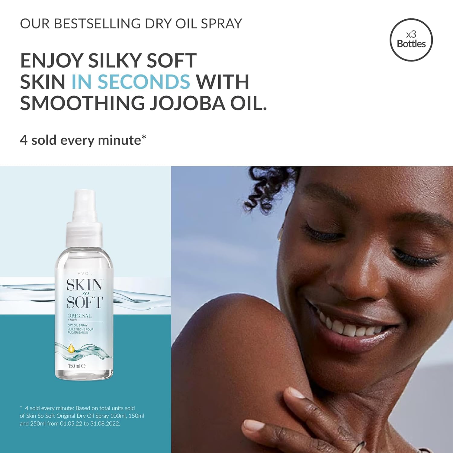 Avon Skin So Soft Dry Oil Spray Trio Pack - Locks in Moisture with Jojoba Oil