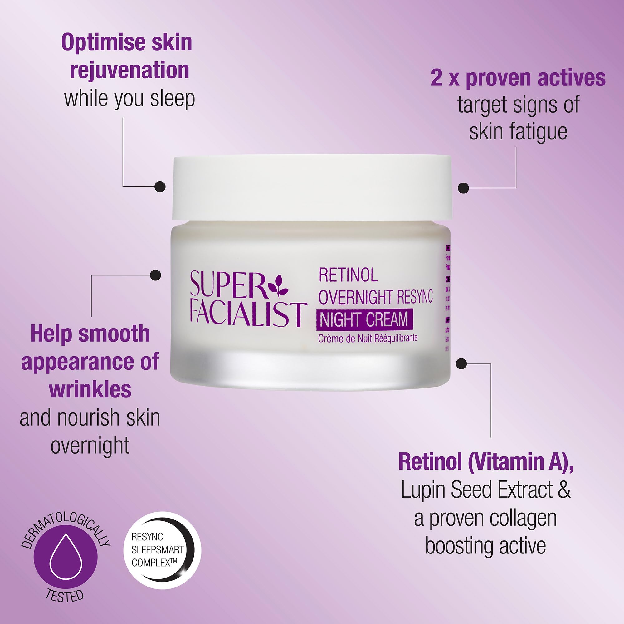 Super Facialist Retinol Overnight Resync Night Cream 50ml – Anti-Ageing