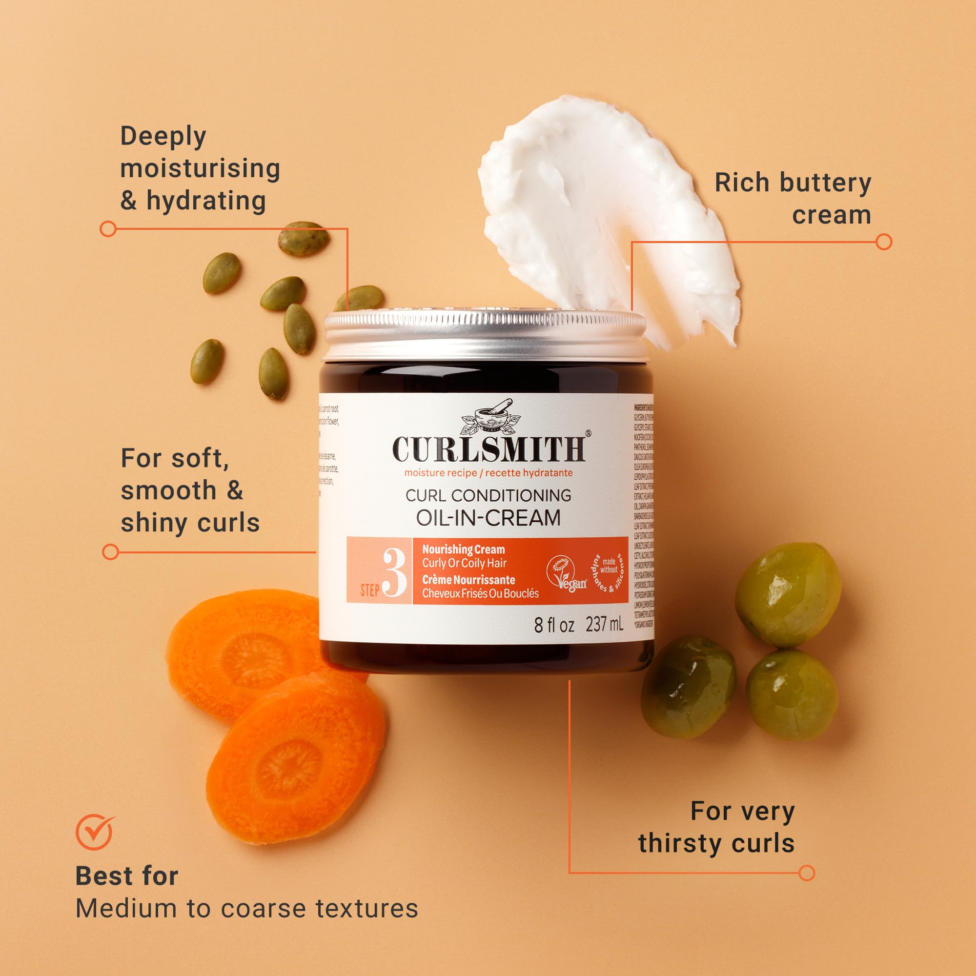 Curlsmith Curl Conditioning Oil in Cream - Vegan Leave-in Conditioner for Curly/Coily Hair (237ml) 3