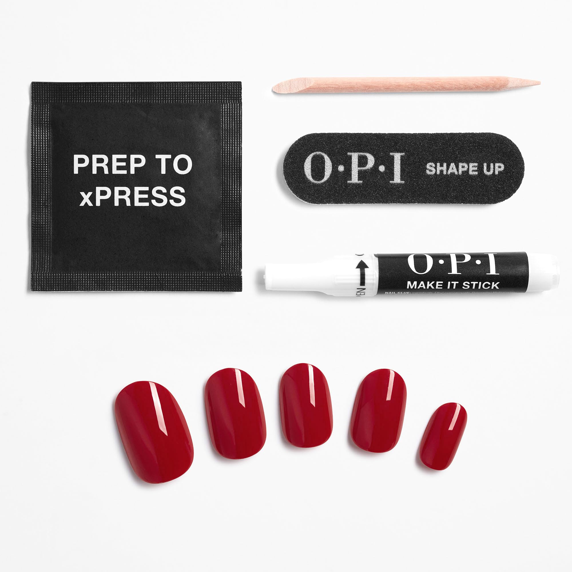 OPI xPRESS/ON Big Apple Red – Klassische rote, kurze, runde künstliche Fingernägel zum Aufkleben – mit Nagelkleber – Langanhaltend, wiederverwendbar und schonend für die Nägel 6